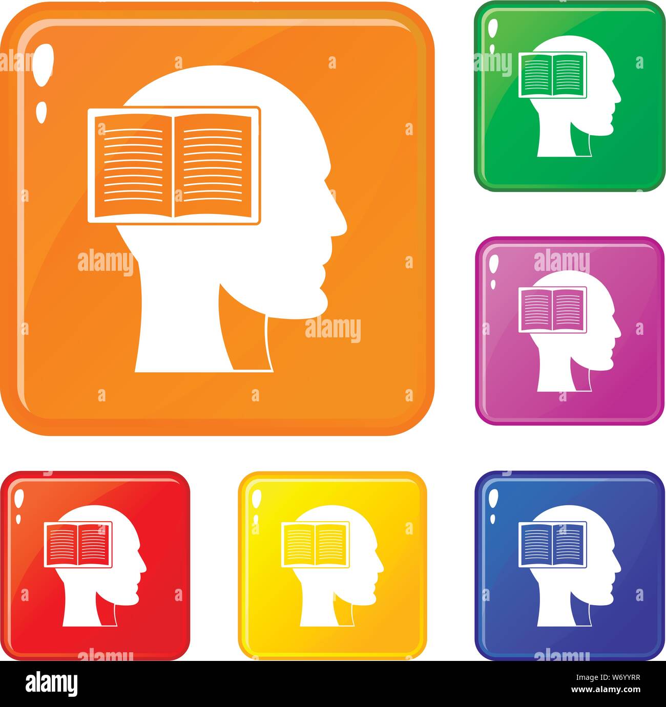Head with open book icons set vector color Stock Vector Image & Art - Alamy
