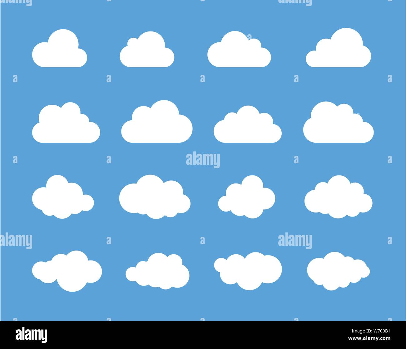 Cloud. Abstract white cloudy set isolated on blue background. Vector ...