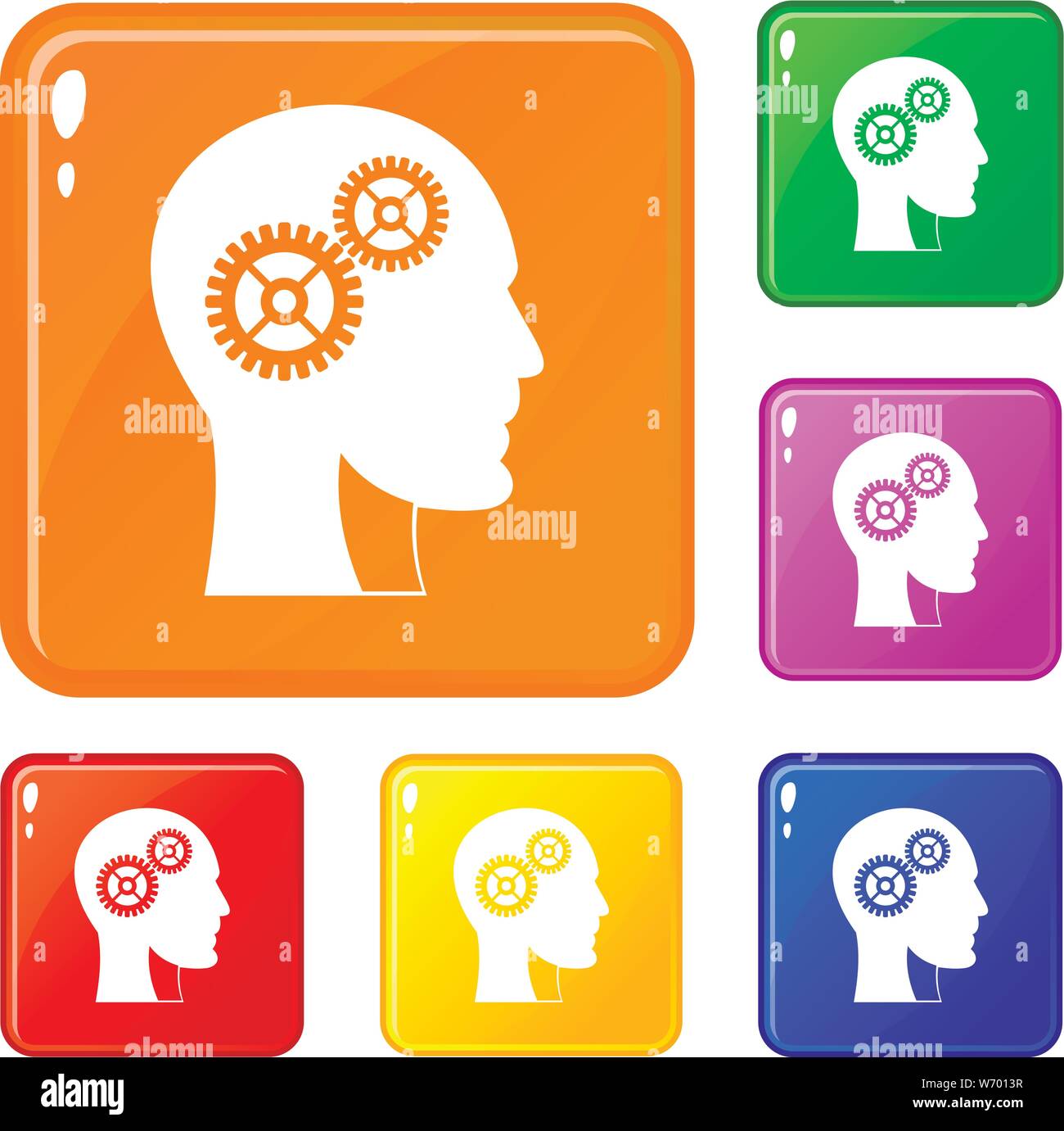 Gears in human head icons set vector color Stock Vector Image & Art - Alamy