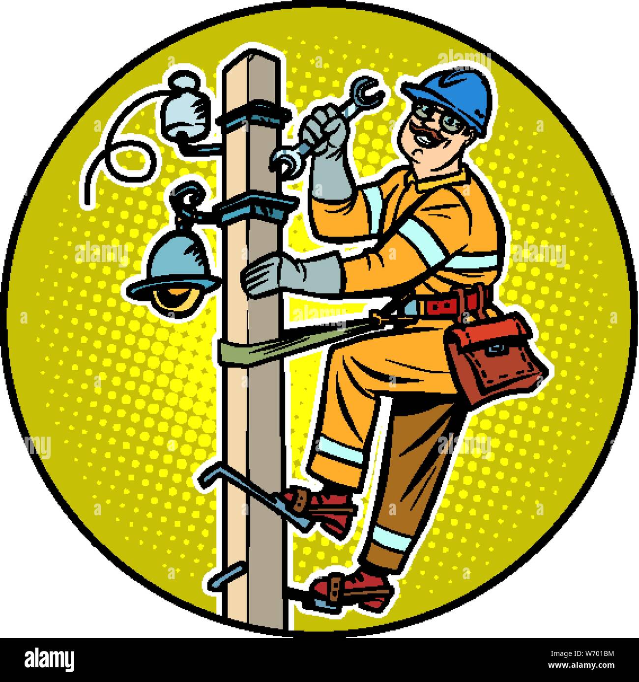 Worker climbing utility pole hires stock photography and images Alamy