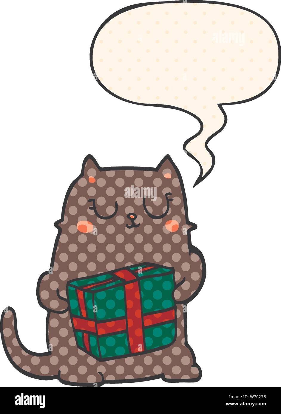 Download Cartoon Christmas Cat With Speech Bubble In Comic Book Style Stock Vector Image Art Alamy PSD Mockup Templates