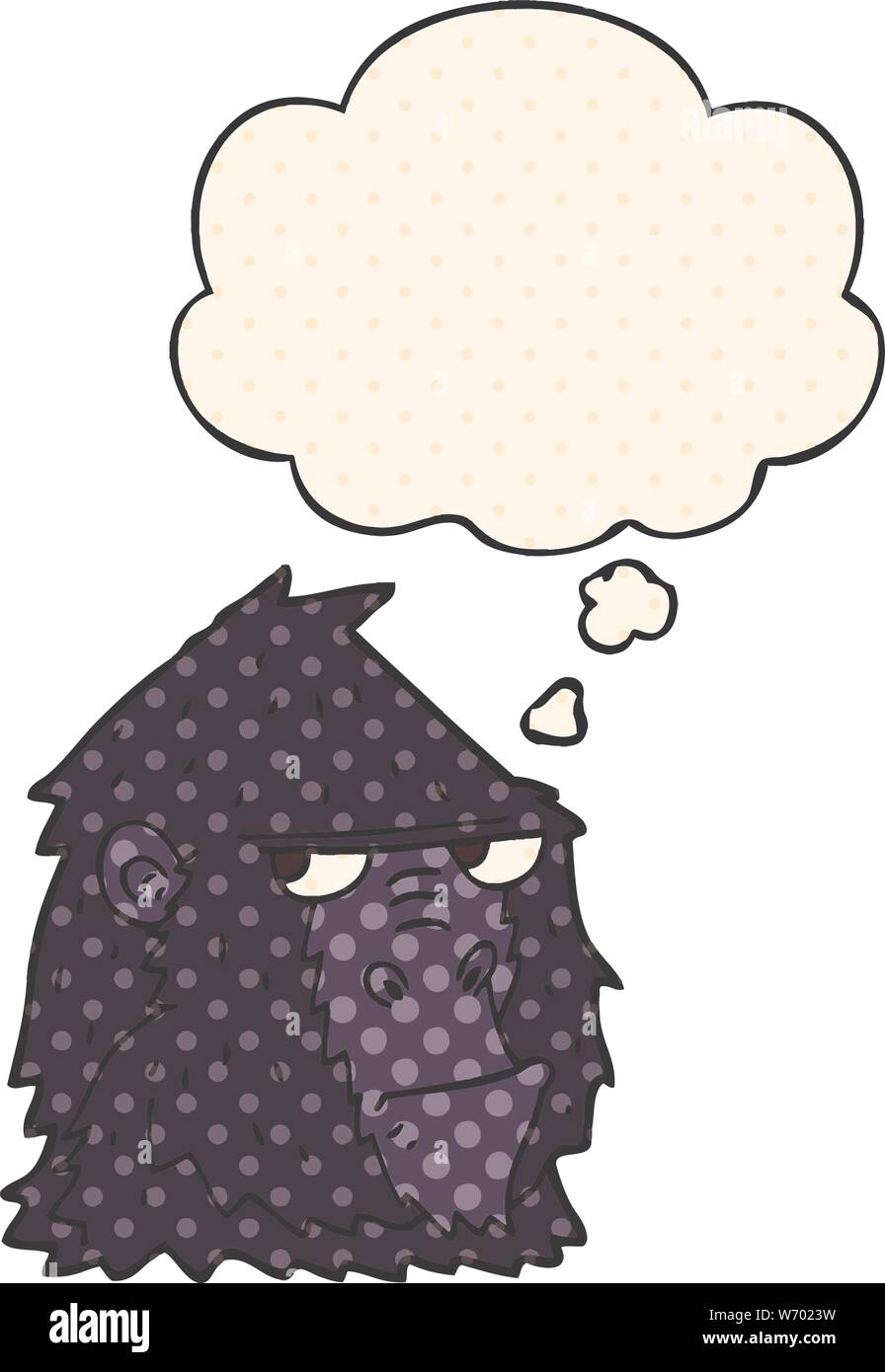 cartoon gorilla with thought bubble in comic book style Stock Vector