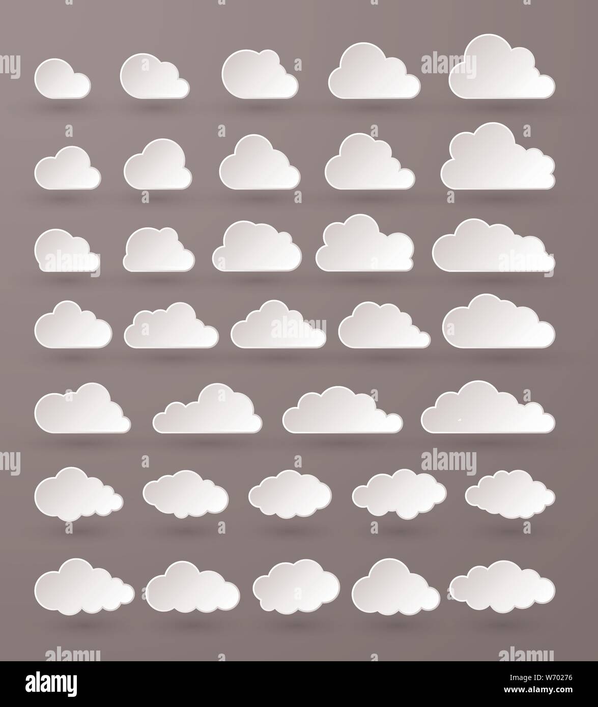 Cloud. Abstract white cloudy set isolated on dark background. Vector ...