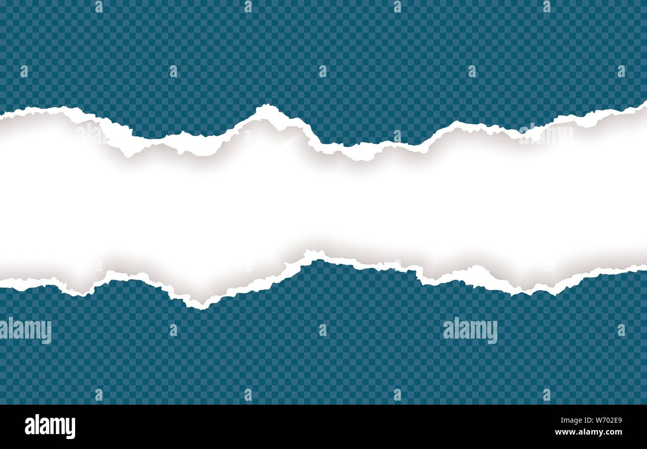 Horizontal torn paper edge. Ripped squared horizontal paper strips. Vector illustration. Stock Vector