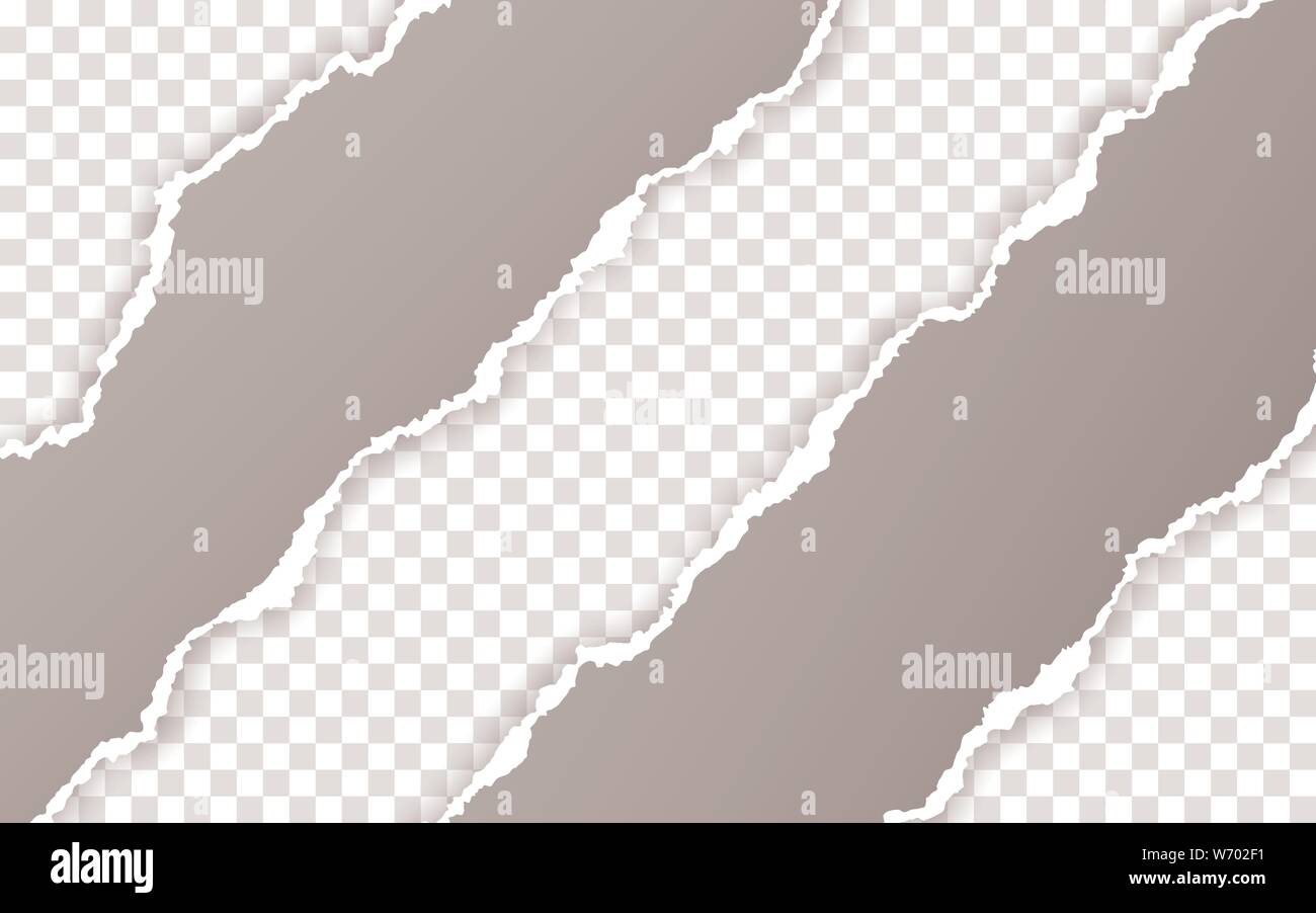 Horizontal torn paper edge. Ripped squared horizontal paper strips ...