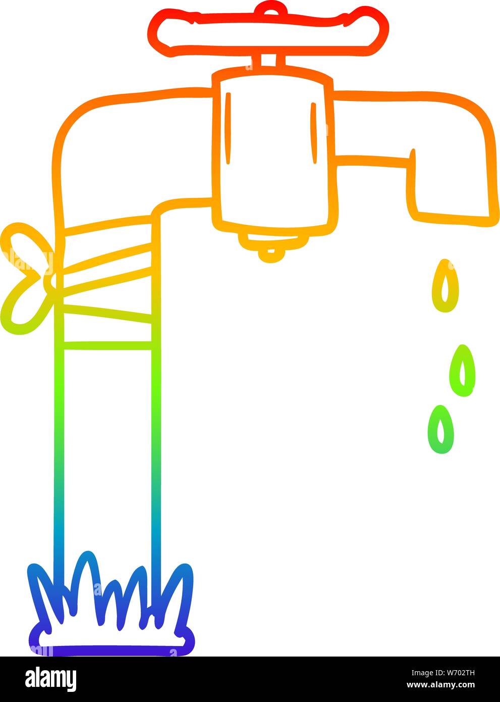 rainbow gradient line drawing of a cartoon old water tap Stock Vector Image  & Art - Alamy