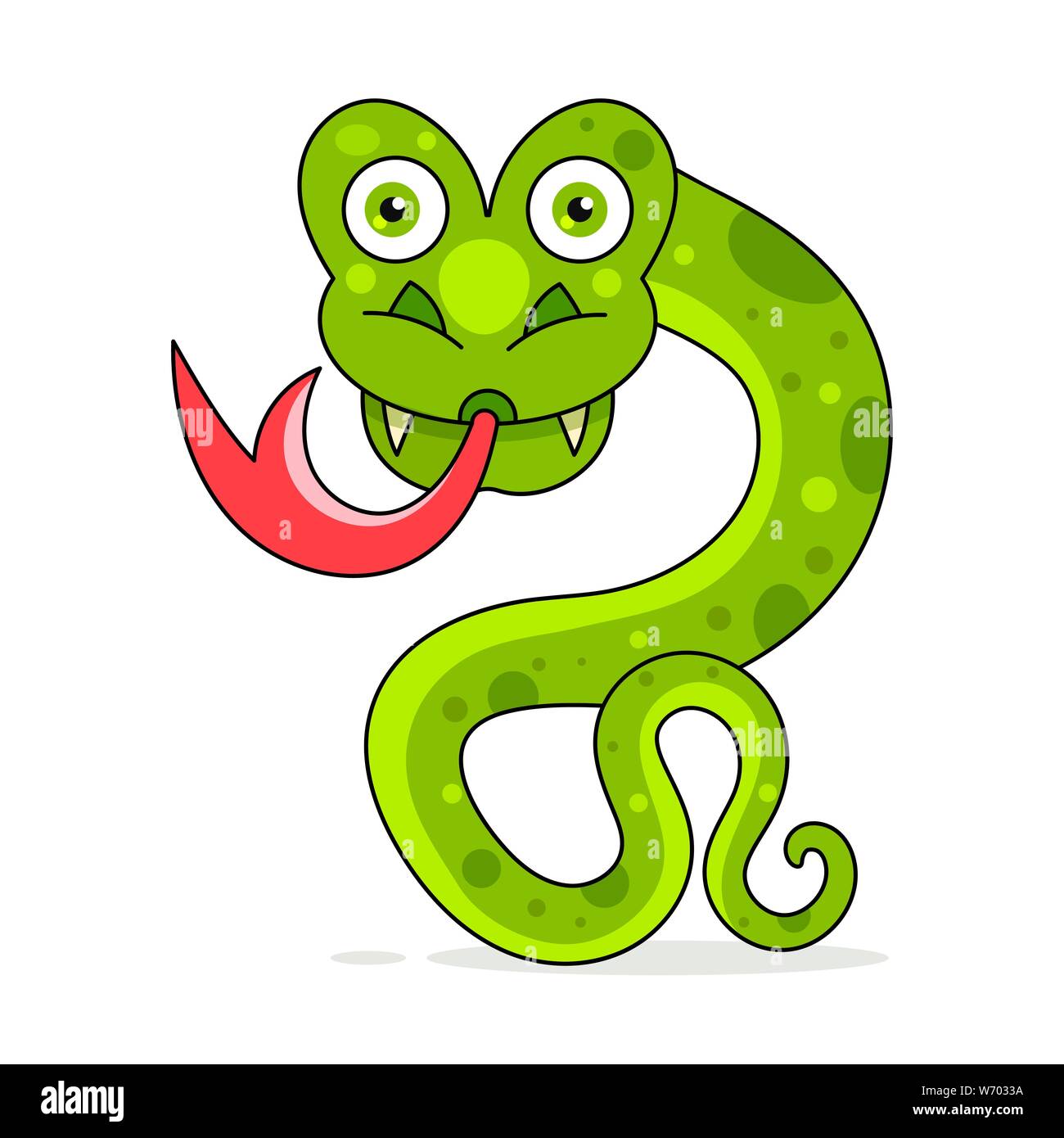 Cartoon Snake Cute Reptile Vector Illustration On White Background Stock Vector