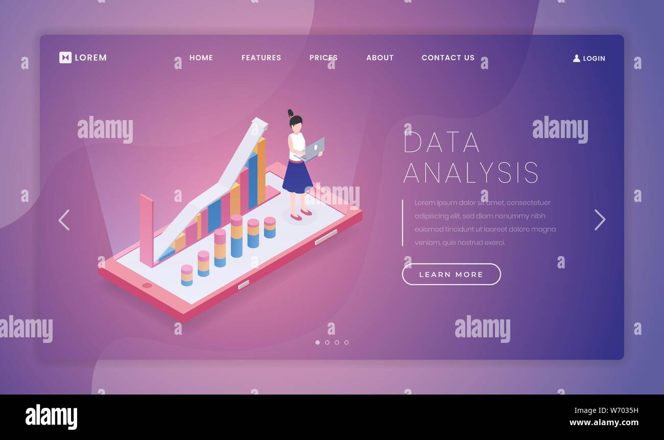 Data Analysis Landing Page Vector Template Analytical Company
