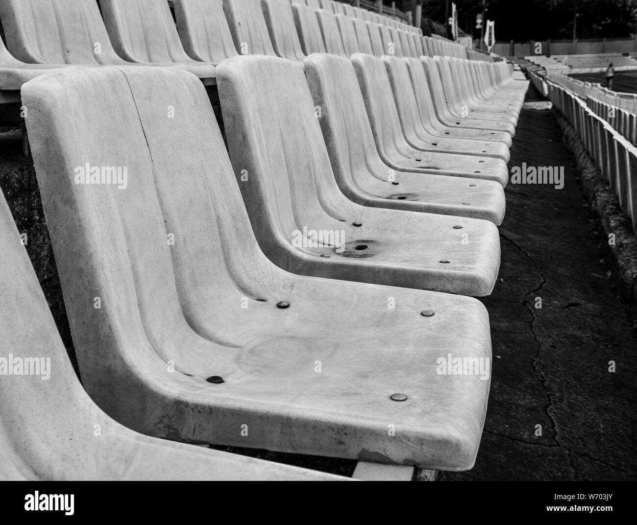 Close-up of stadium seats. Perspective, close-uip Stock Photo