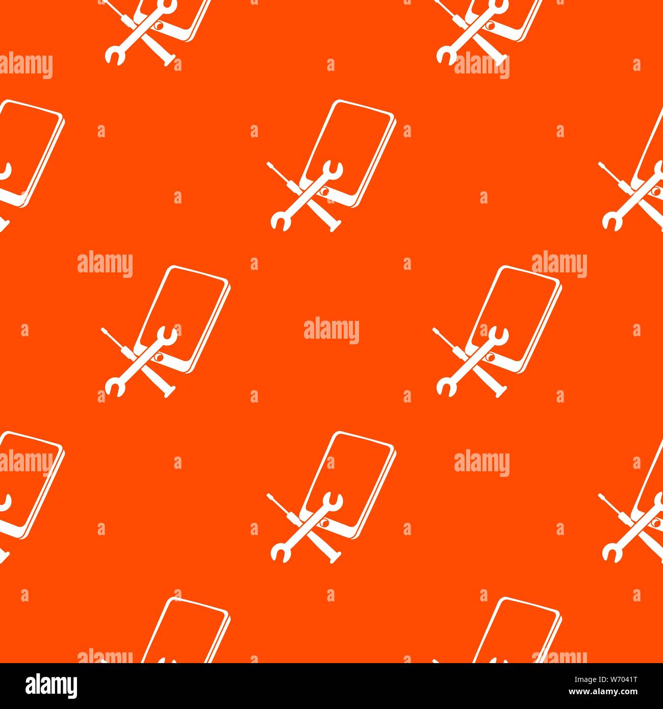Repair smartphone pattern vector orange Stock Vector