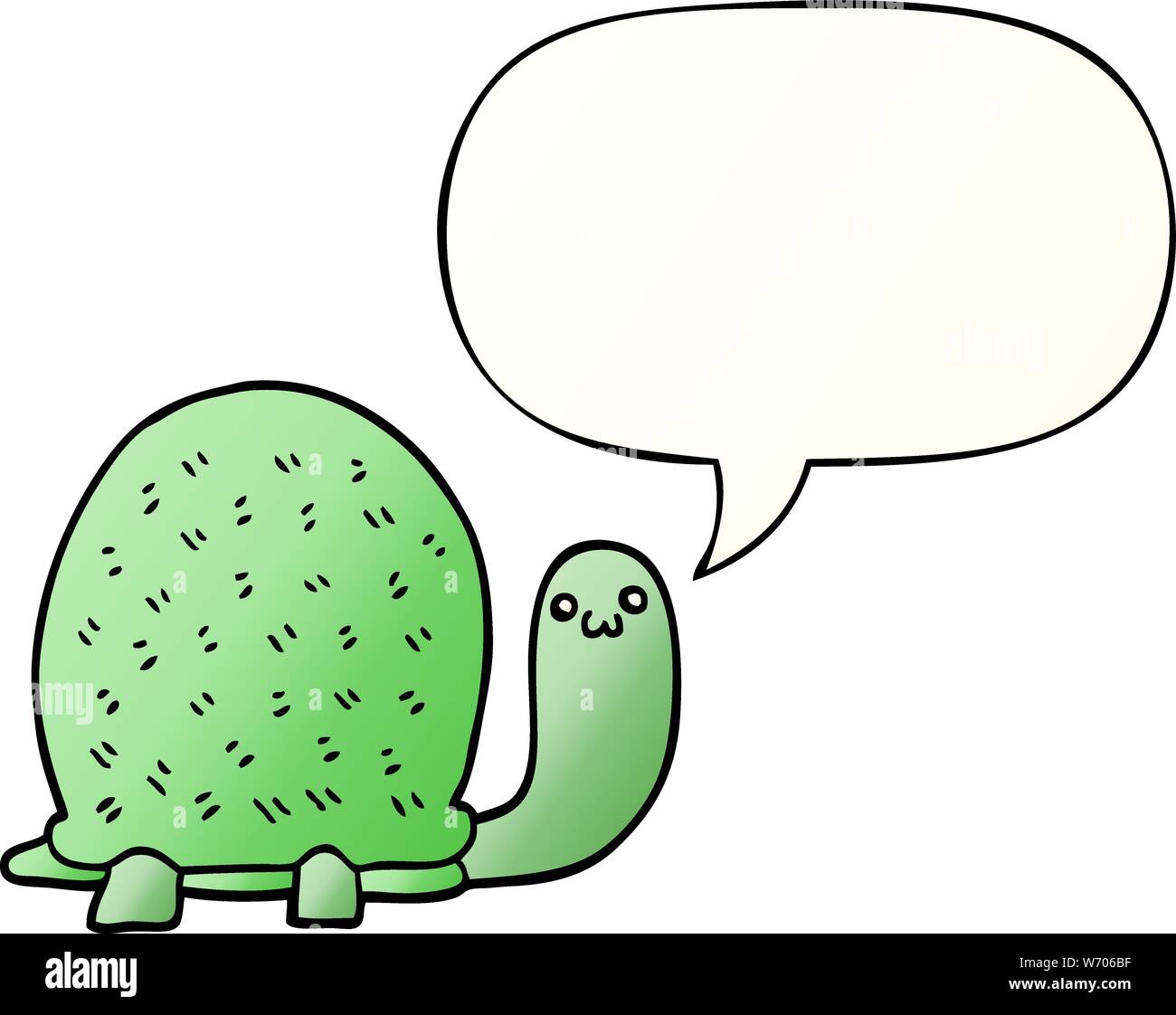 cute cartoon turtle with speech bubble in smooth gradient style Stock Vector