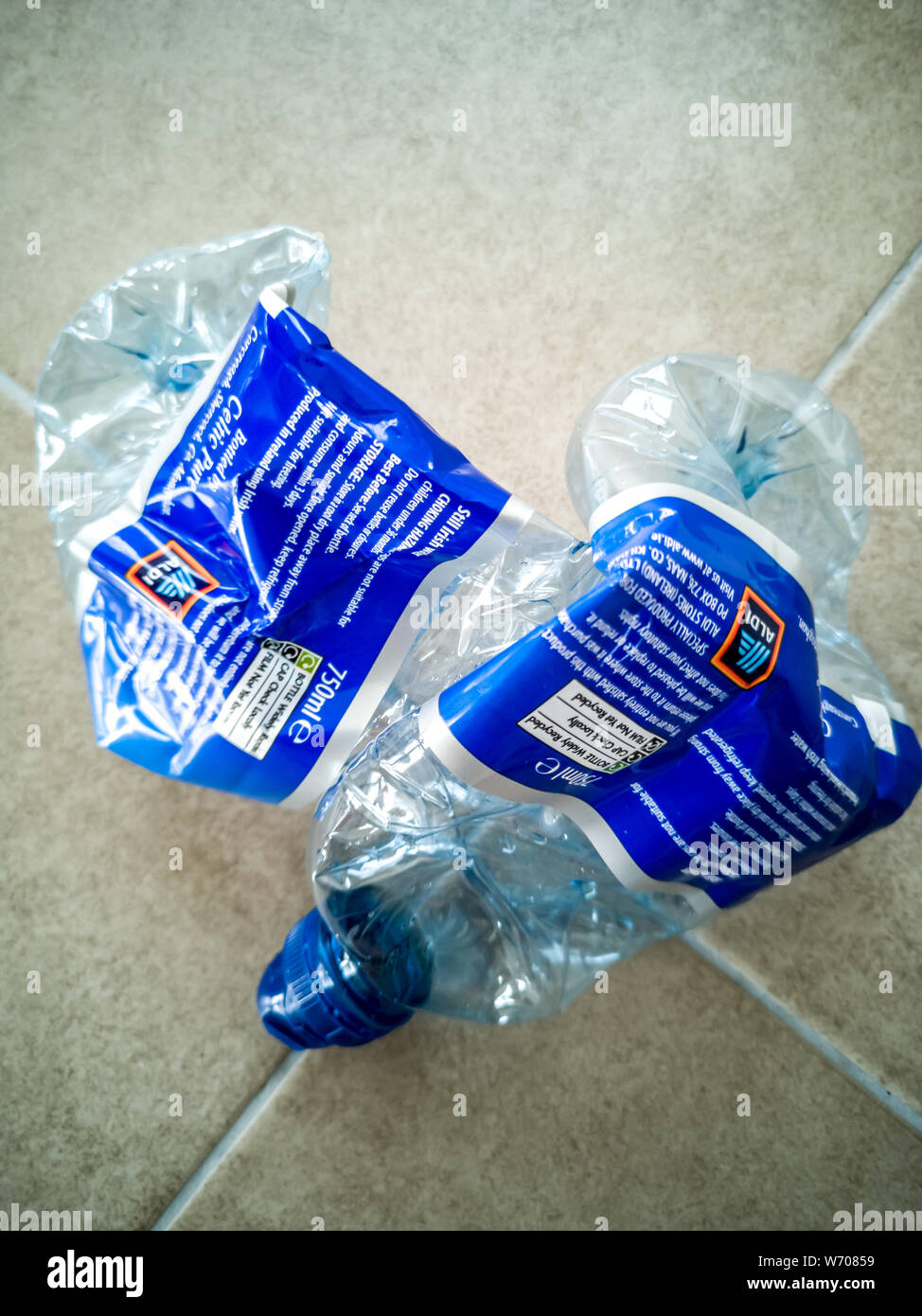 PORTNOO, COUNTY DONEGAL / IRELAND - AUGUST 03 2019 : This batch number is part of the second recall by the FSAI for bottled water due to above normal Stock Photo