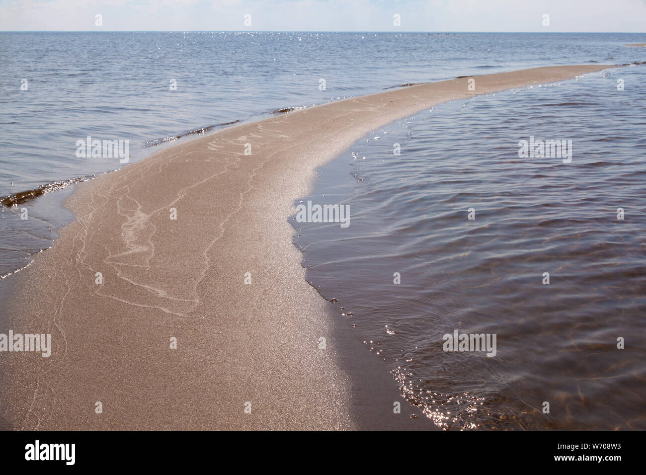 Sand bank at to the shallow water time,Bothnian Bay, Hailuoto island, Northern Ostrobothnia, Finland Stock Photo