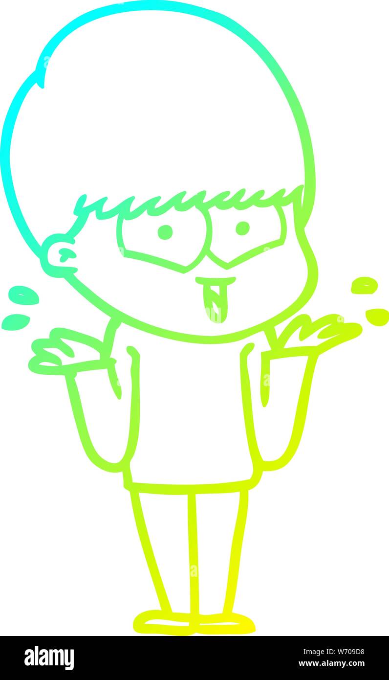 cold gradient line drawing of a cartoon happy boy Stock Vector Image ...