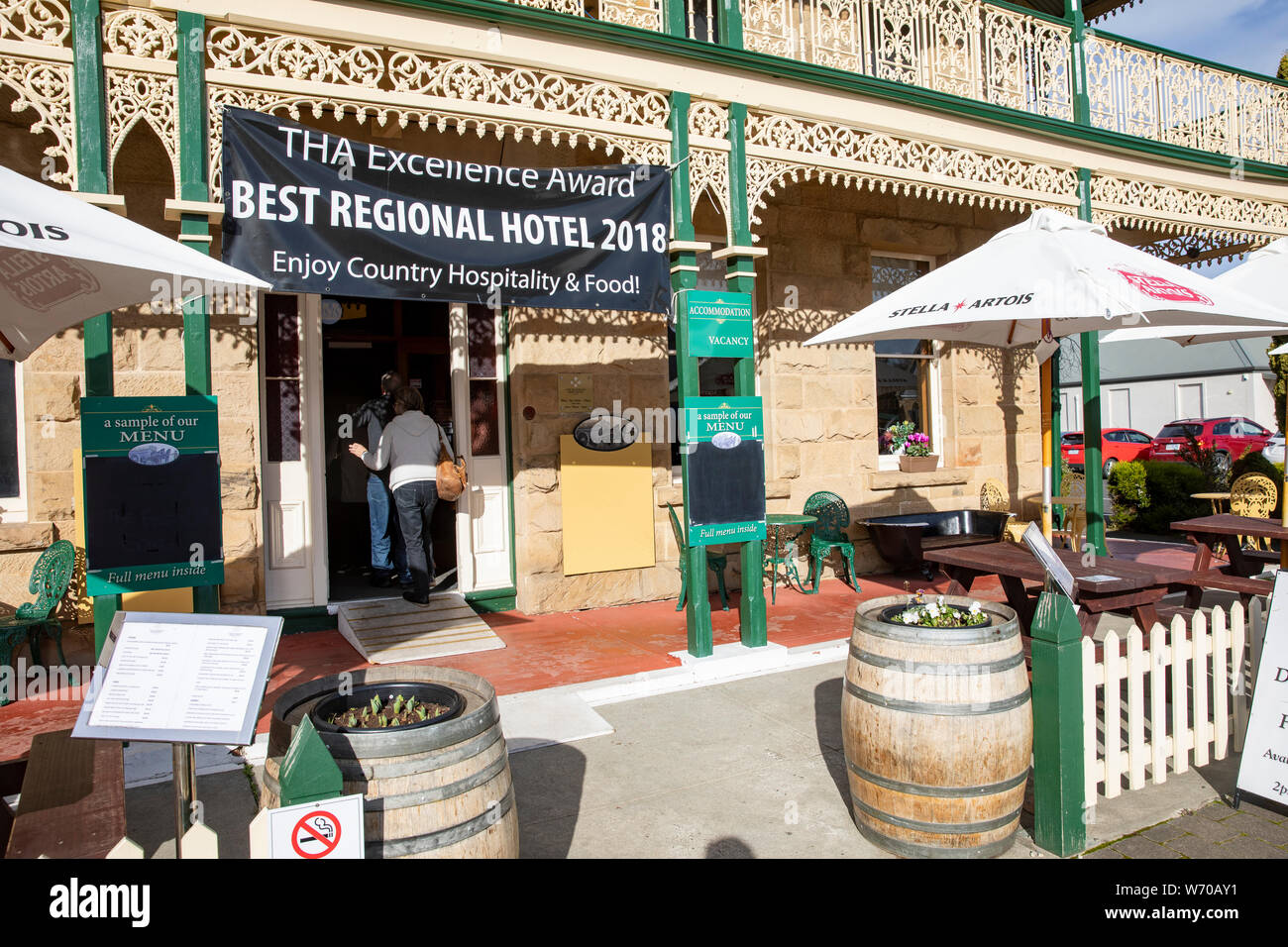 Historic Australian pub, the Richmond Arms Hotel in the village of Richmond in Tasmania,Australia Stock Photo