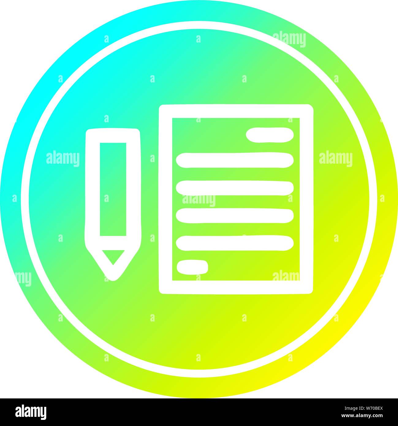 document and pencil circular icon with cool gradient finish Stock ...