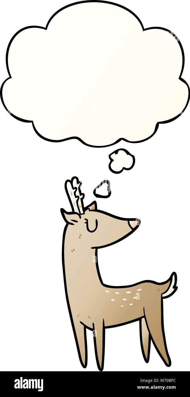 cartoon deer with thought bubble in smooth gradient style Stock Vector