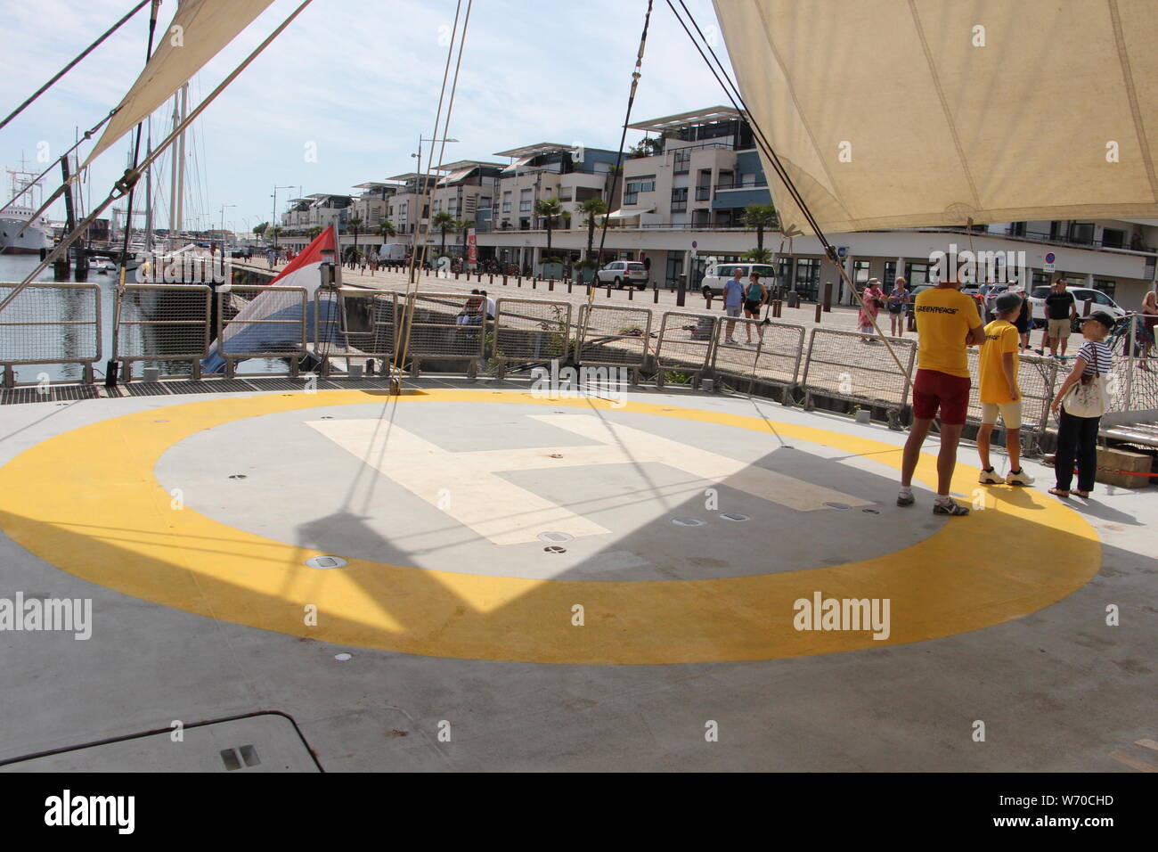 Rainbow Warrior III Greenpeace 's flagship  chose La Rochelle as one of its two scales on the Atlantic Coast :To: save  Planet  from global Warning Stock Photo