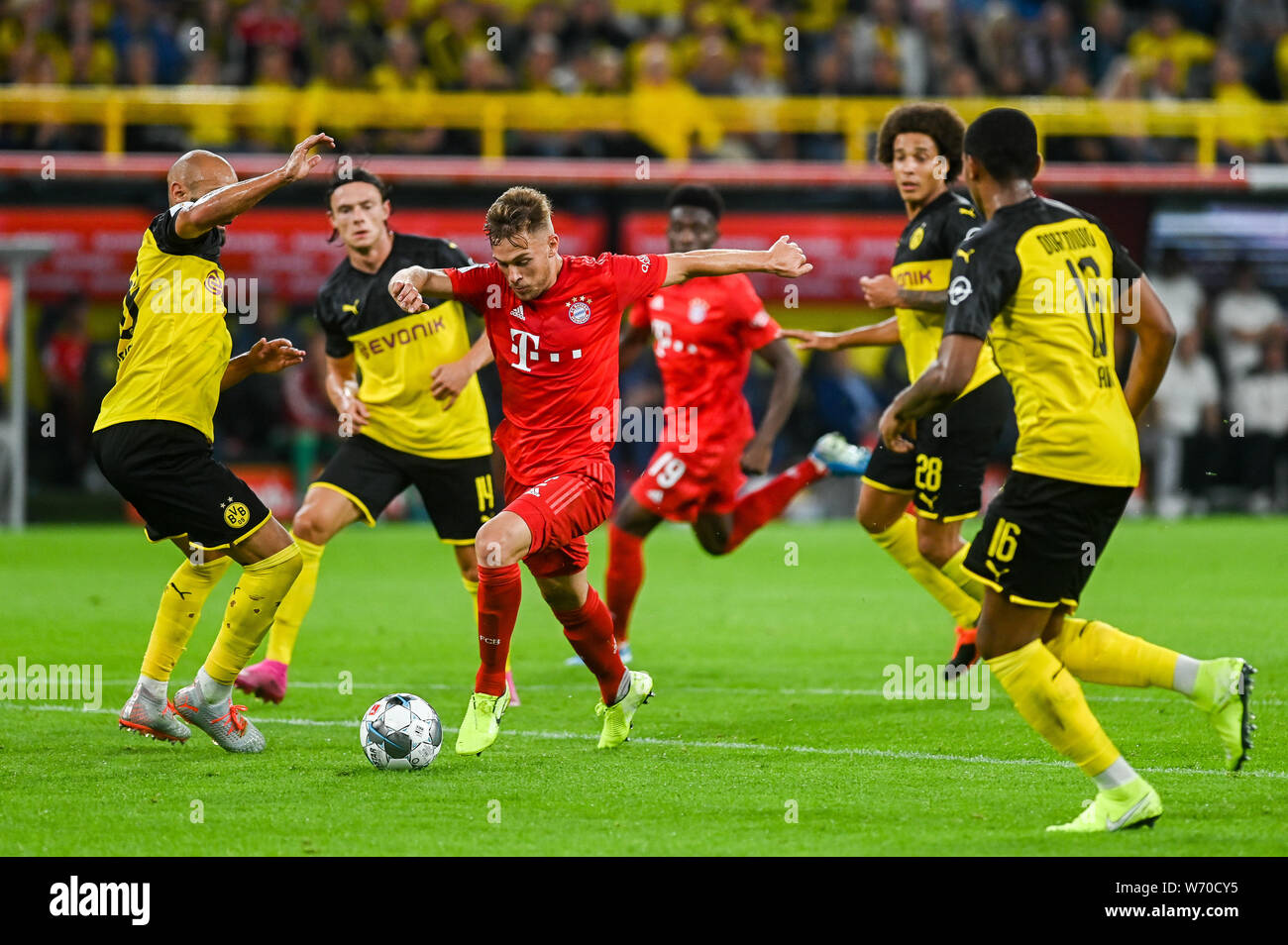 Joshua Kimmich from Bayern Munich seen in action during the Germany Supercup Final 2019 match between Borussia Dortmund and Bayern Munich.(Final score: Borussia Dortmund 2:0 Bayern Munich) Stock Photo