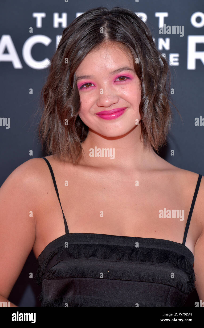 HOLLYWOOD, CA - AUGUST 01: Peyton Elizabeth Lee arrives for the Premiere Of 20th Century Fox's "The Art Of Racing In The Rain" held at El Capitan Thea Stock Photo