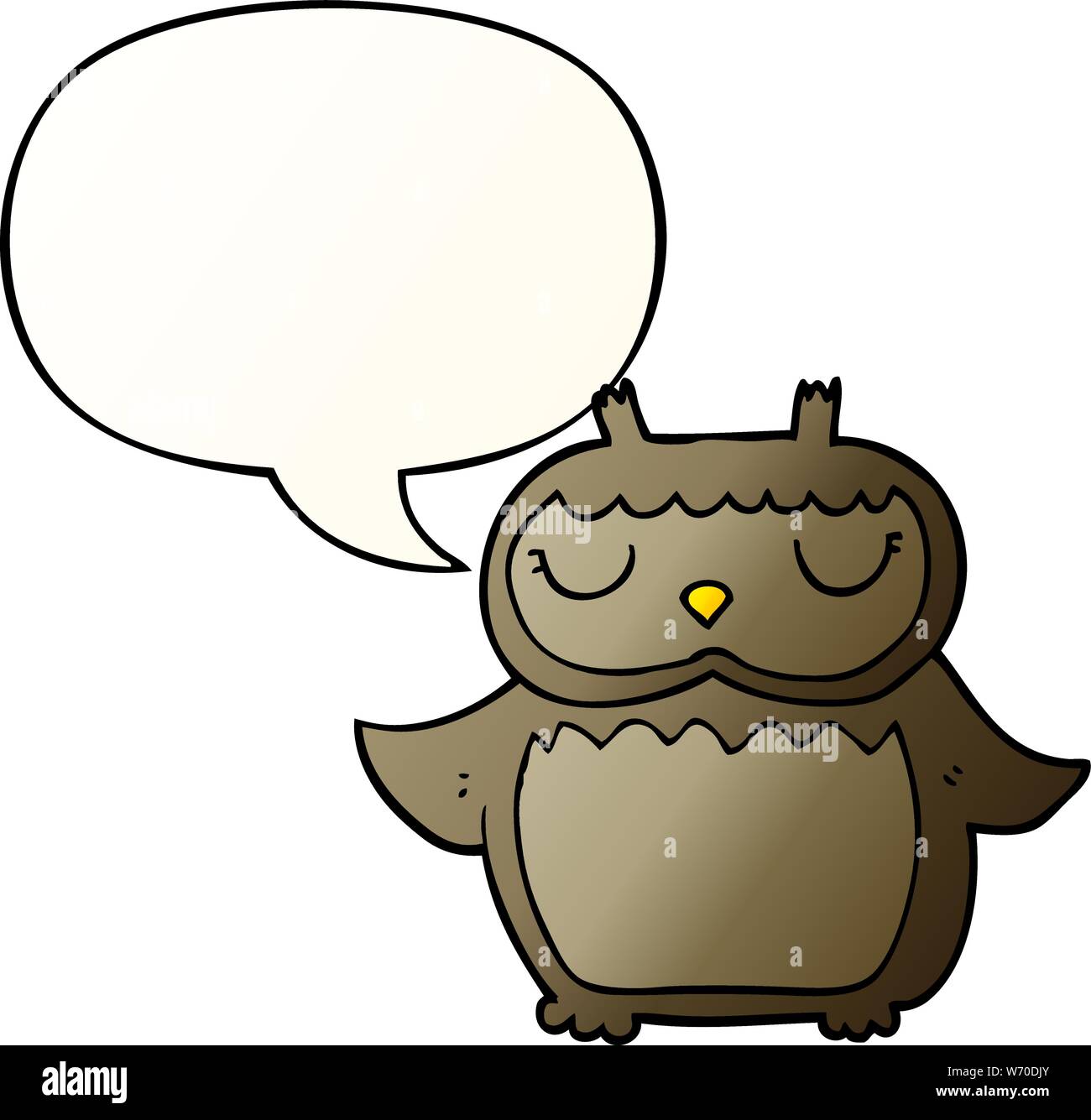 cartoon owl with speech bubble in smooth gradient style Stock Vector