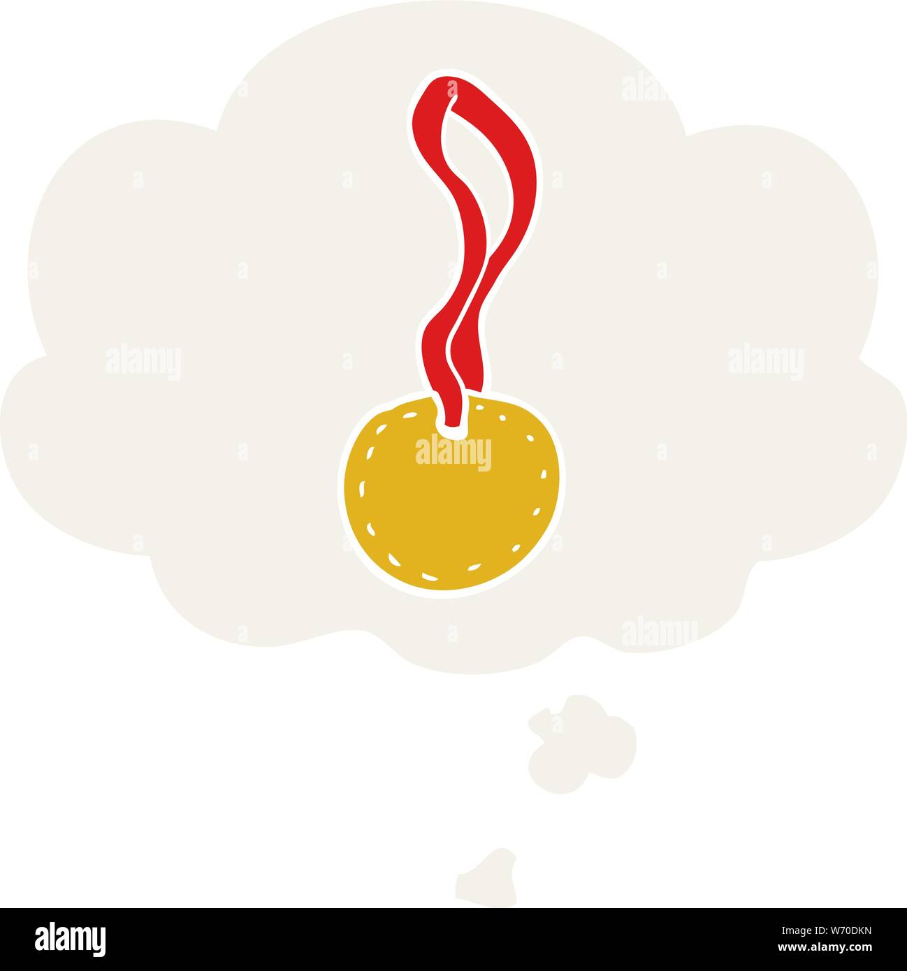 cartoon sports medal with thought bubble in retro style Stock Vector