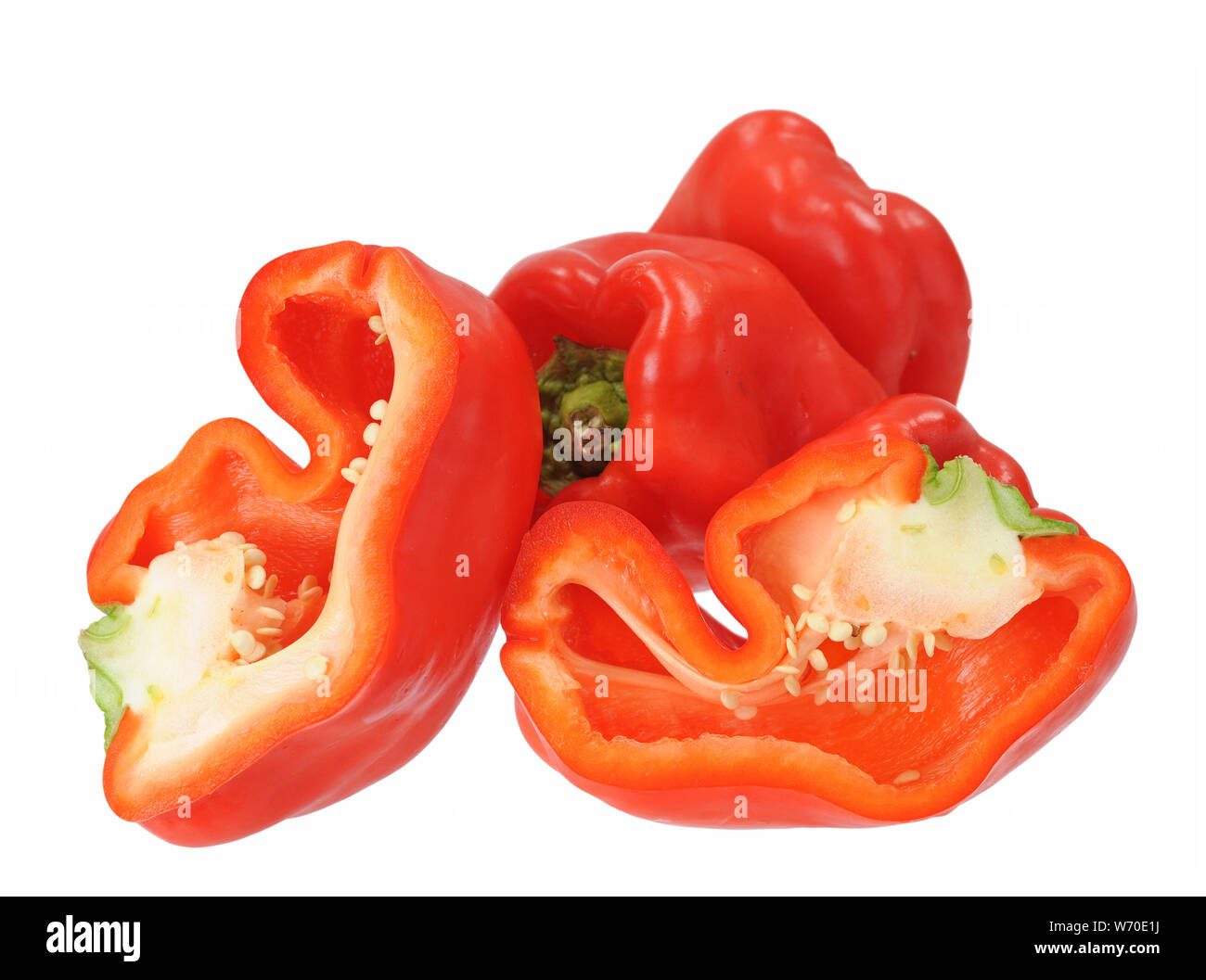 organic red sweet bell peppers isolated on white Stock Photo - Alamy