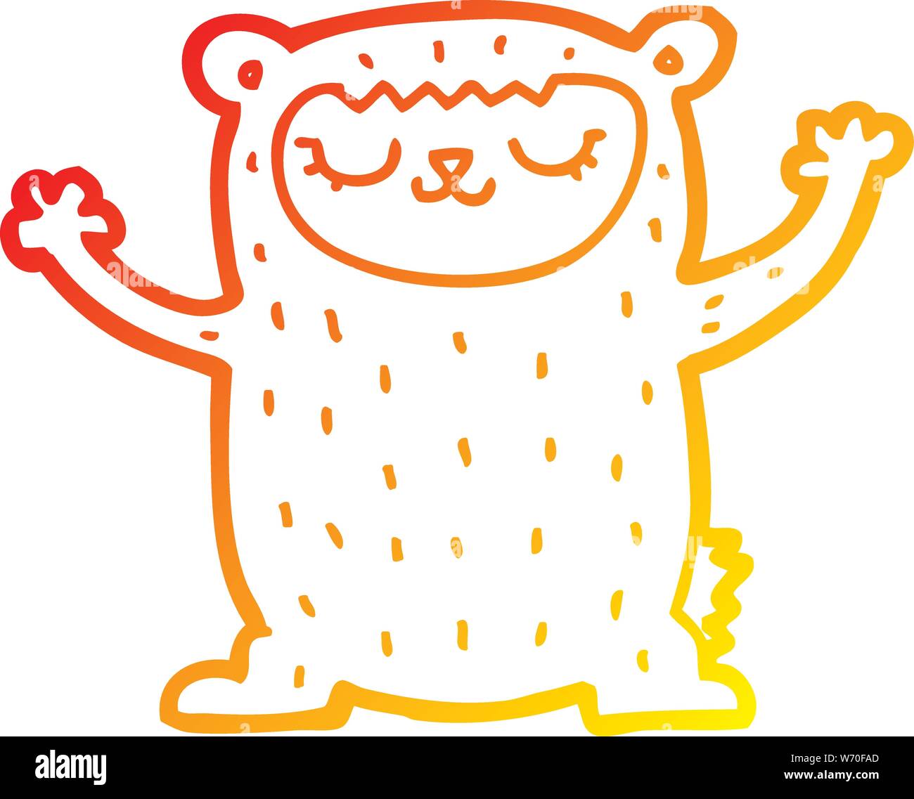 warm gradient line drawing of a cute cartoon bear Stock Vector Image ...