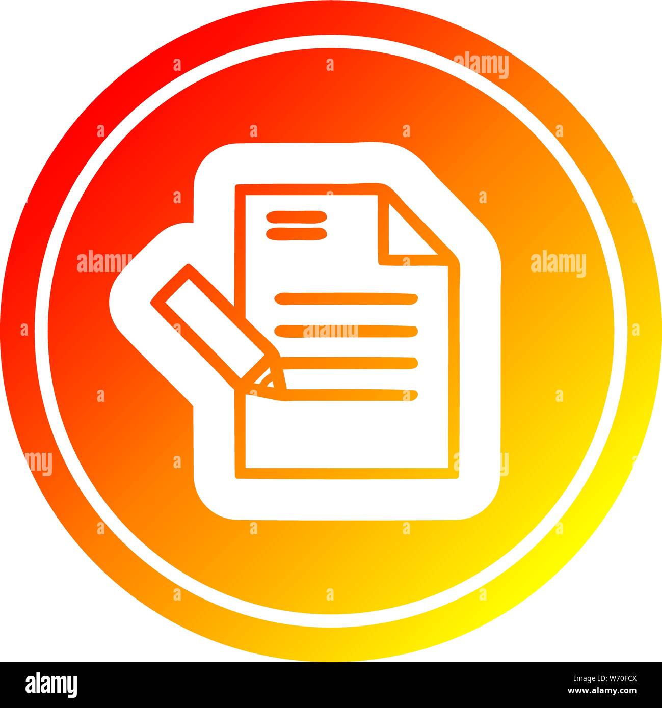 writing document circular icon with warm gradient finish Stock Vector ...