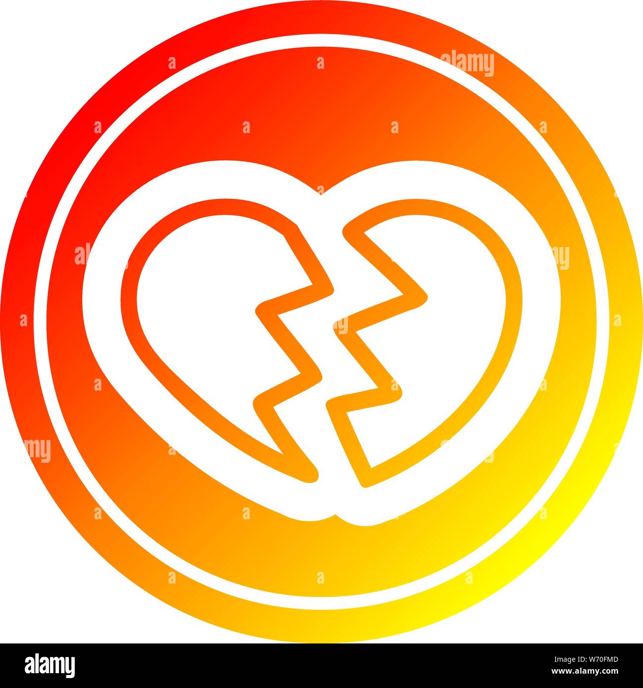 broken heart icon with warm gradient finish Stock Vector Image & Art ...