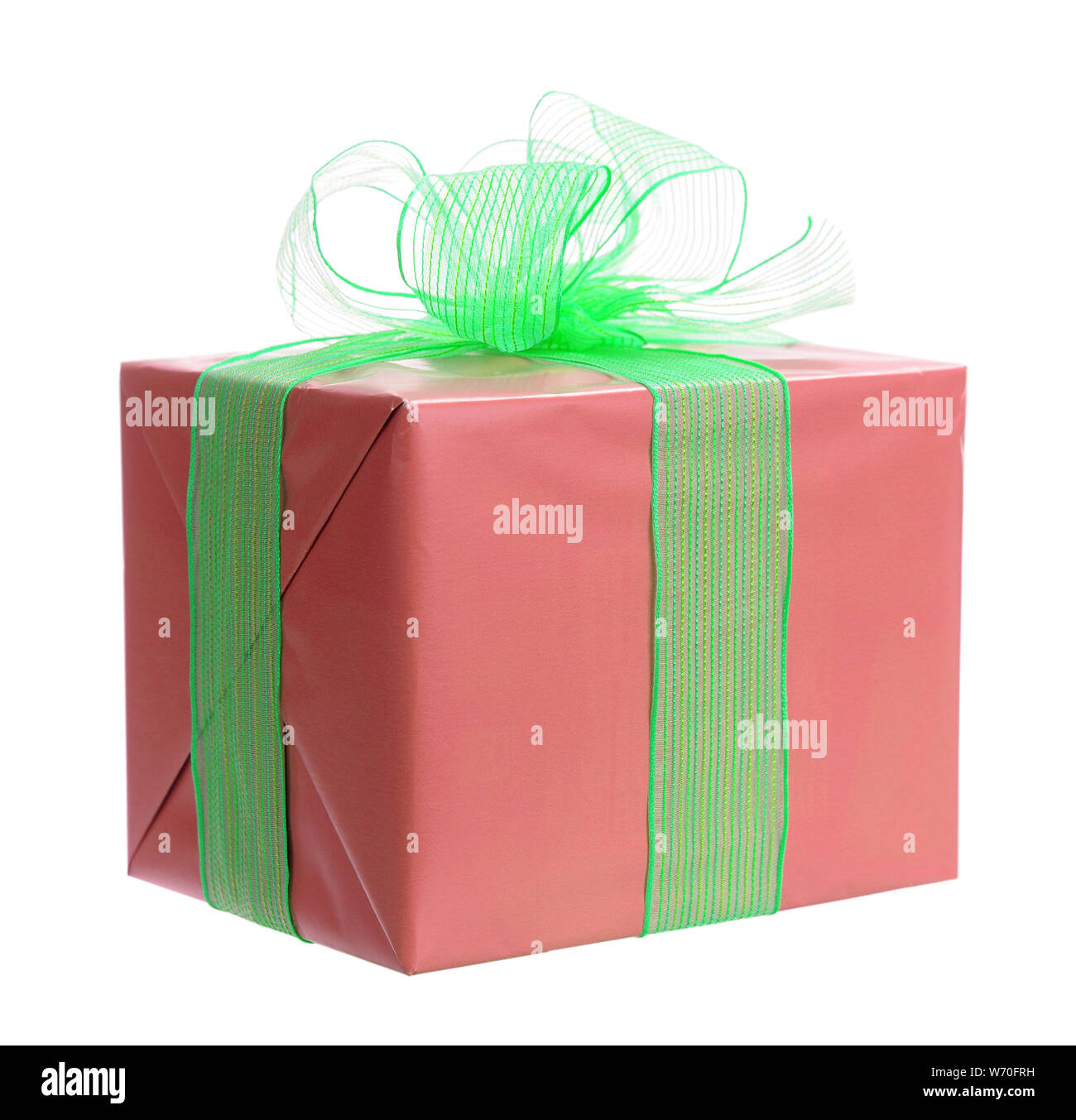A single purple Holiday gift box isolated on white Stock Photo