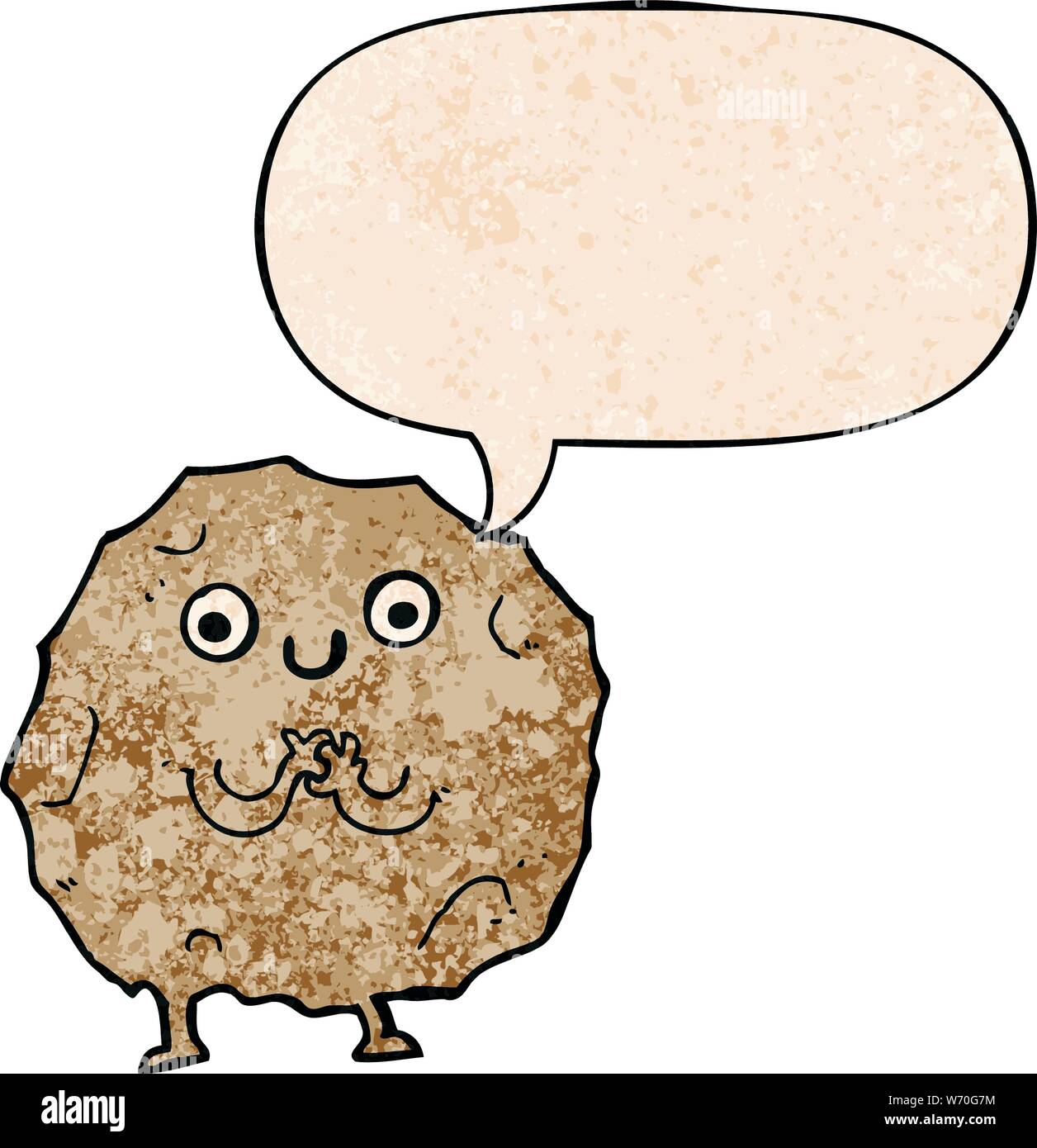 Cartoon Rock Character With Speech Bubble In Retro Texture Style Stock Vector Image Art Alamy