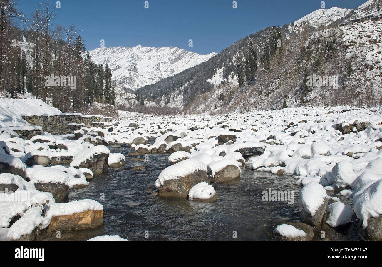 Solang Valley in Winter, Manali, Himachal Pradesh, India Stock Photo