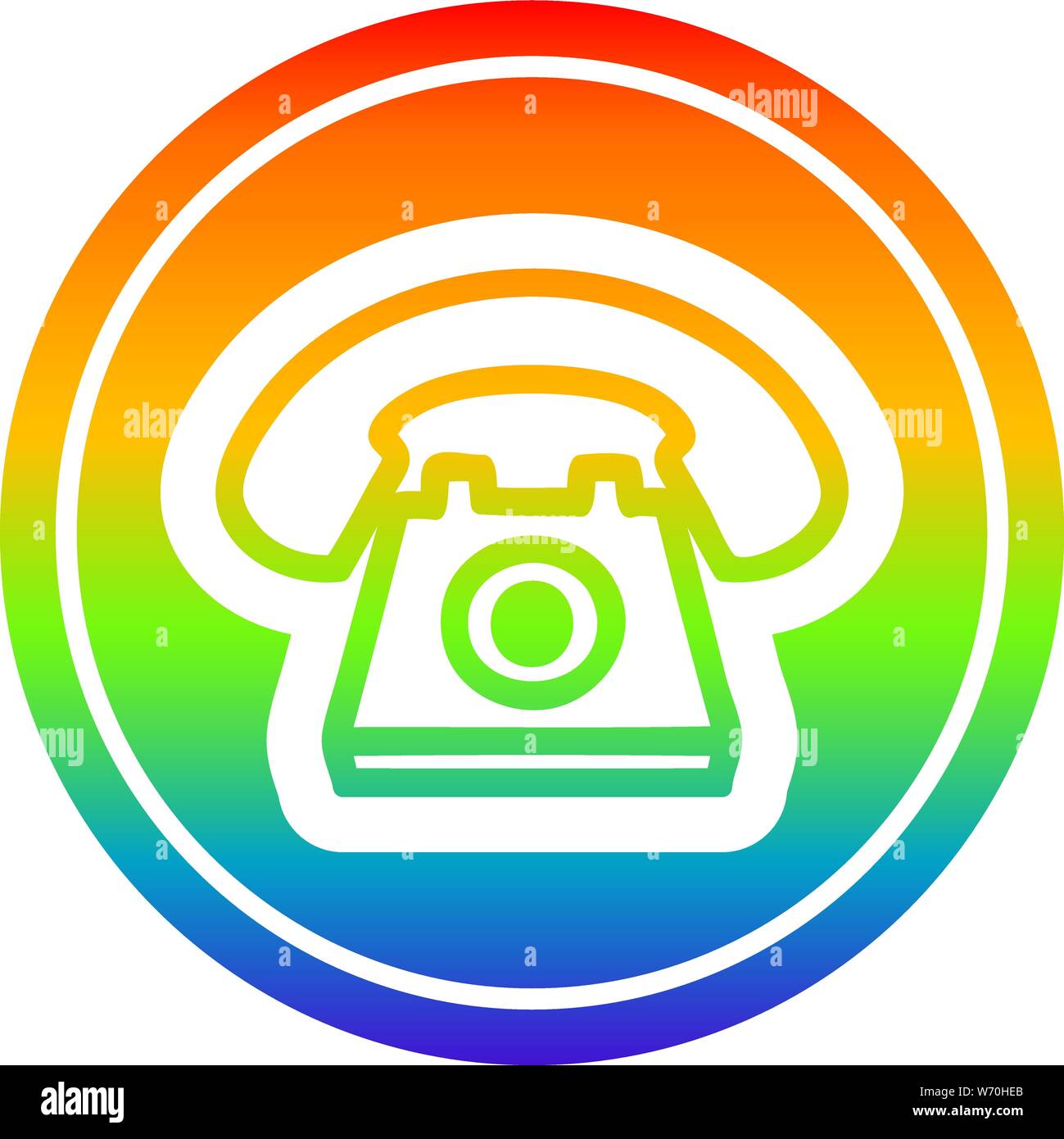 old telephone circular icon with rainbow gradient finish Stock Vector