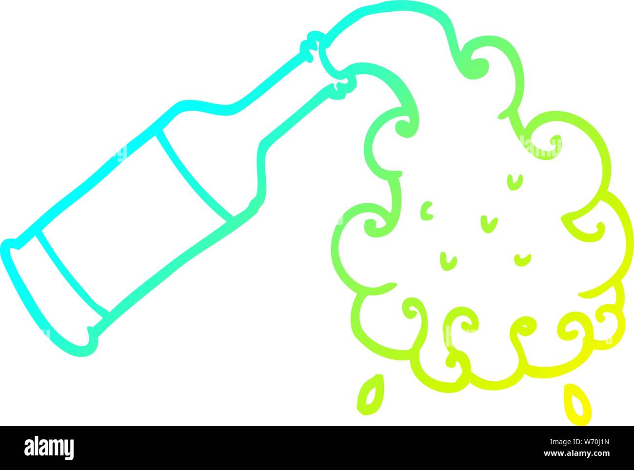 cold gradient line drawing of a cartoon beer pouring Stock Vector