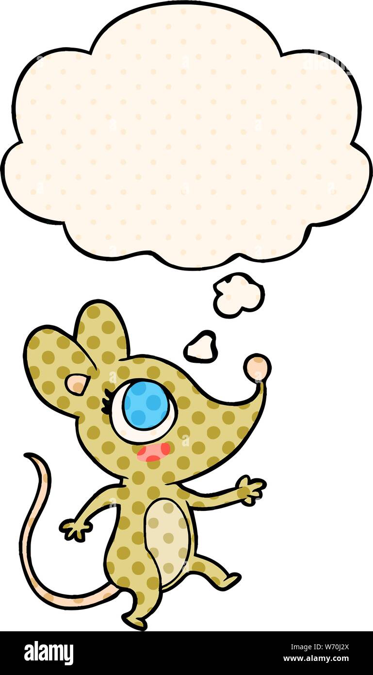 cartoon mouse with thought bubble in comic book style Stock Vector