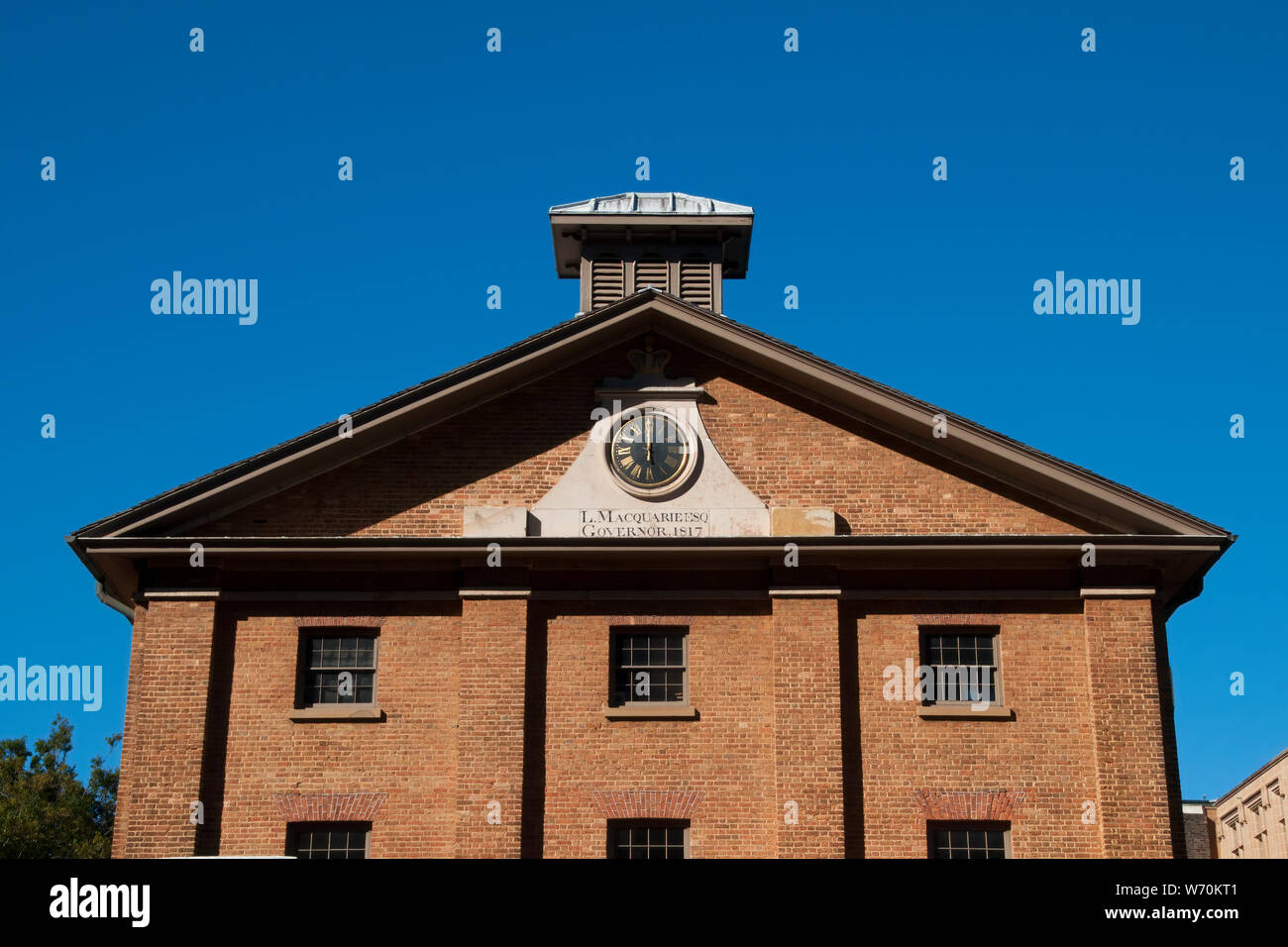 Sydney Australia, Hyde Park Barracks facade with clock. Museum was