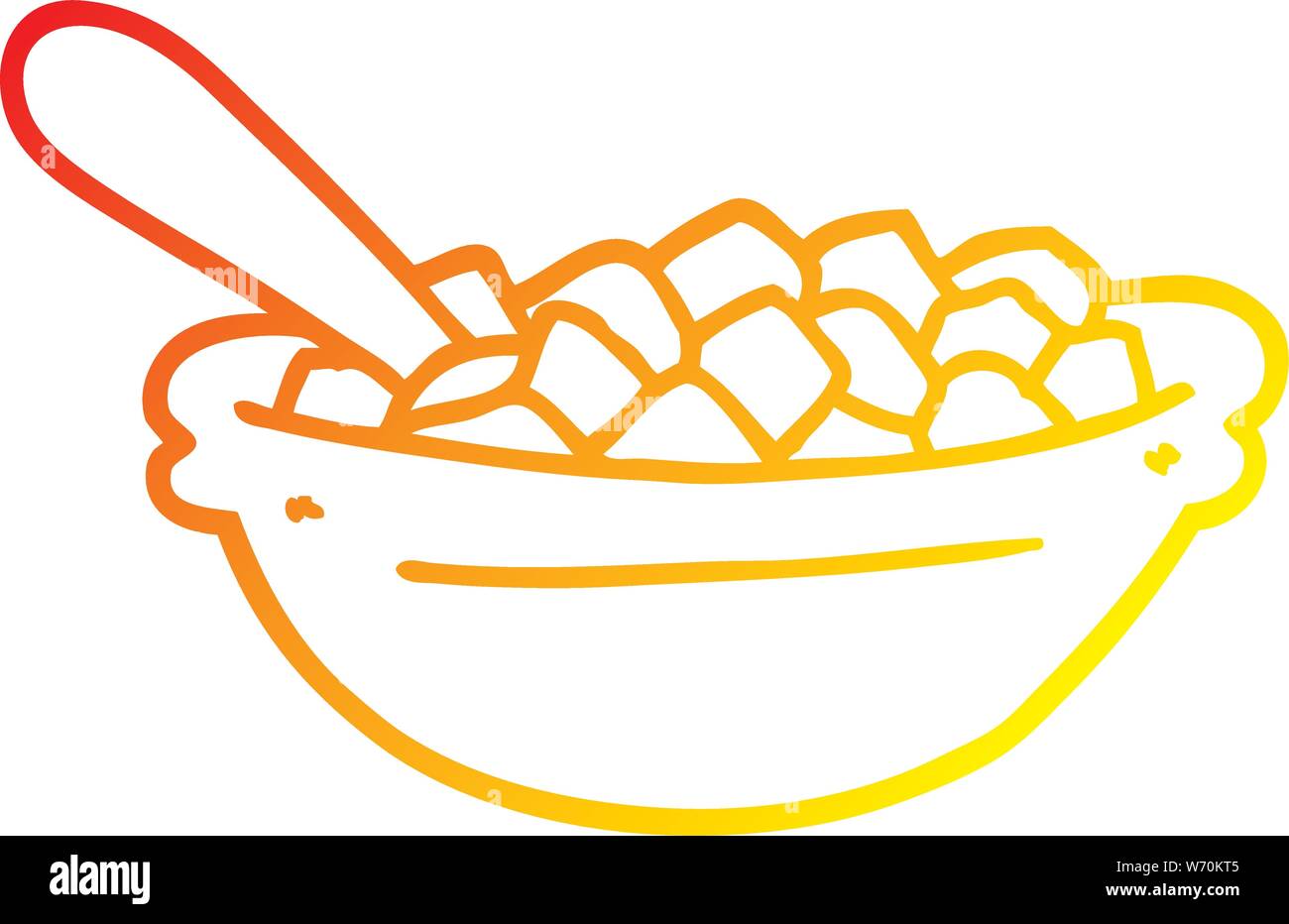 warm gradient line drawing of a cartoon cereal bowl Stock Vector Image ...