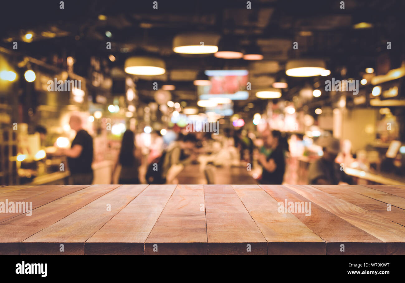 Wood table top (Bar) with blur night cafe background .Lifestyle and  celebration concepts ideas Stock Photo - Alamy