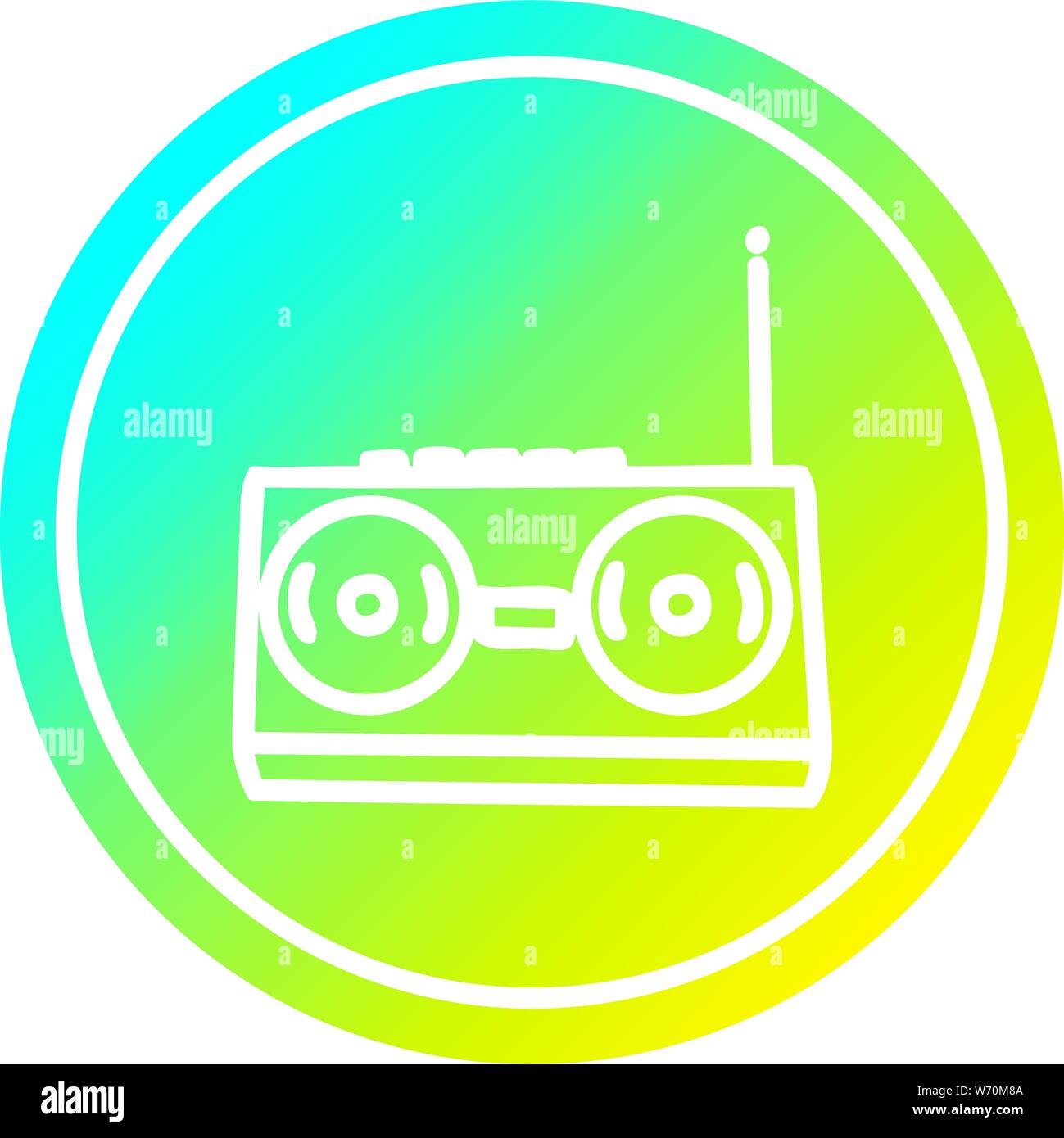radio cassette player circular icon with cool gradient finish Stock ...