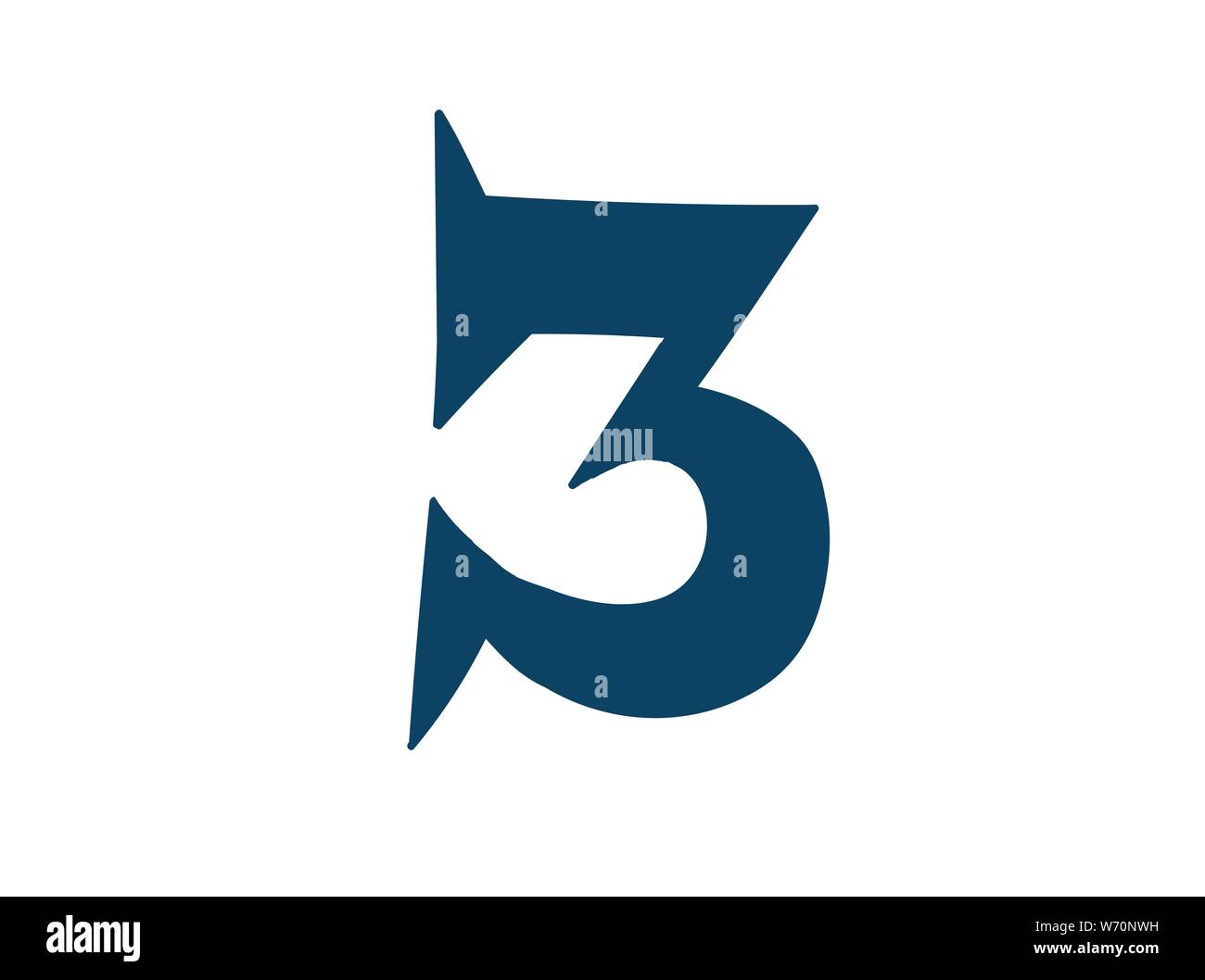 Digit number 3. Vector. Logo for the company. Icon for the site. Separate digit from the alphabet. Barbed pleasant shape. Stock Vector