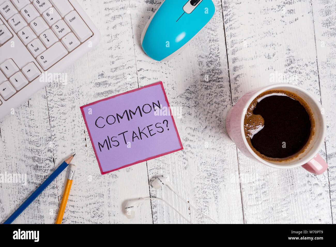 Handwriting text Common Mistakes question. Conceptual photo repeat act or judgement misguided or wrong Stock Photo