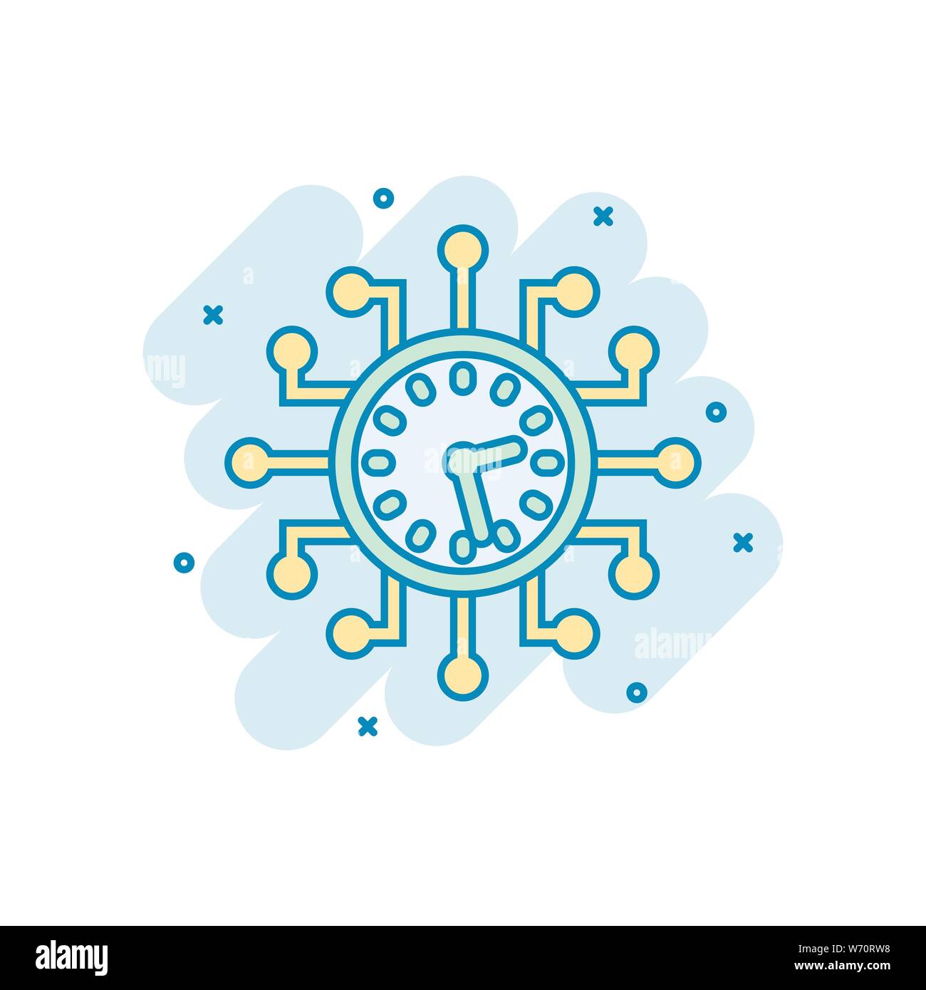 Real time icon in comic style. Clock vector cartoon illustration on ...