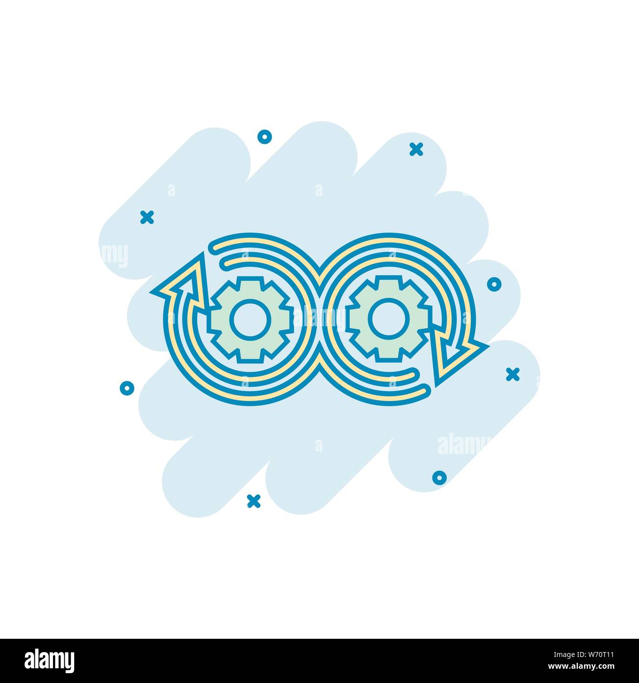 Development icon in comic style. Devops vector cartoon illustration on ...