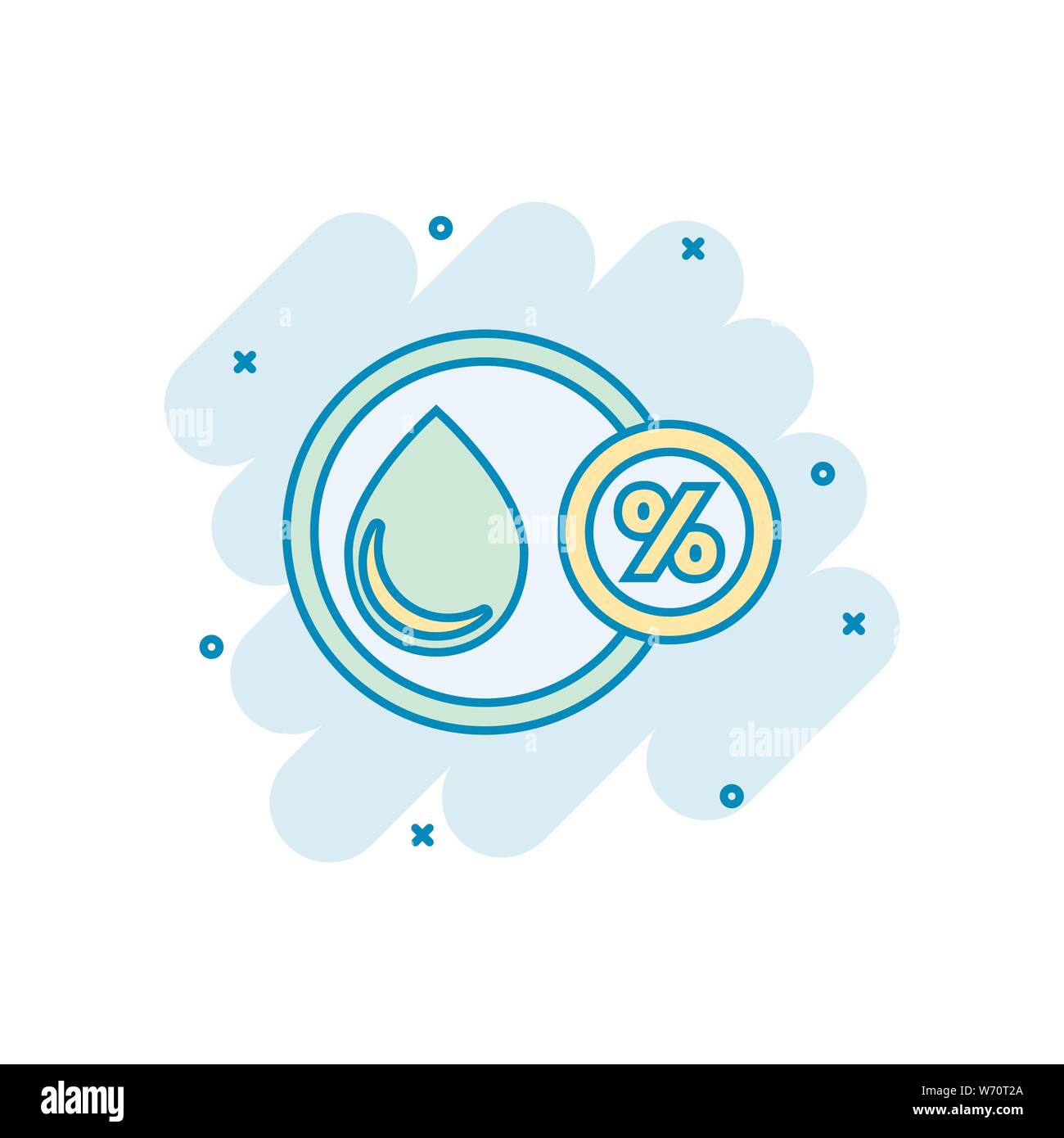 Humidity icon in comic style. Climate vector cartoon illustration on white isolated background. Temperature forecast business concept splash effect. Stock Vector