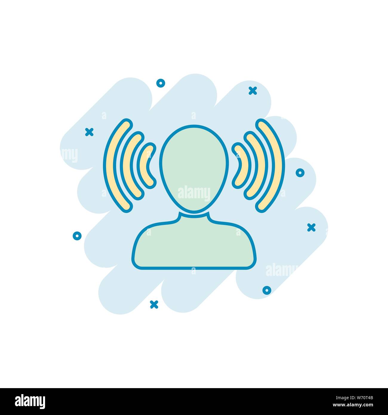 Mind awareness icon in comic style. Idea human vector cartoon ...