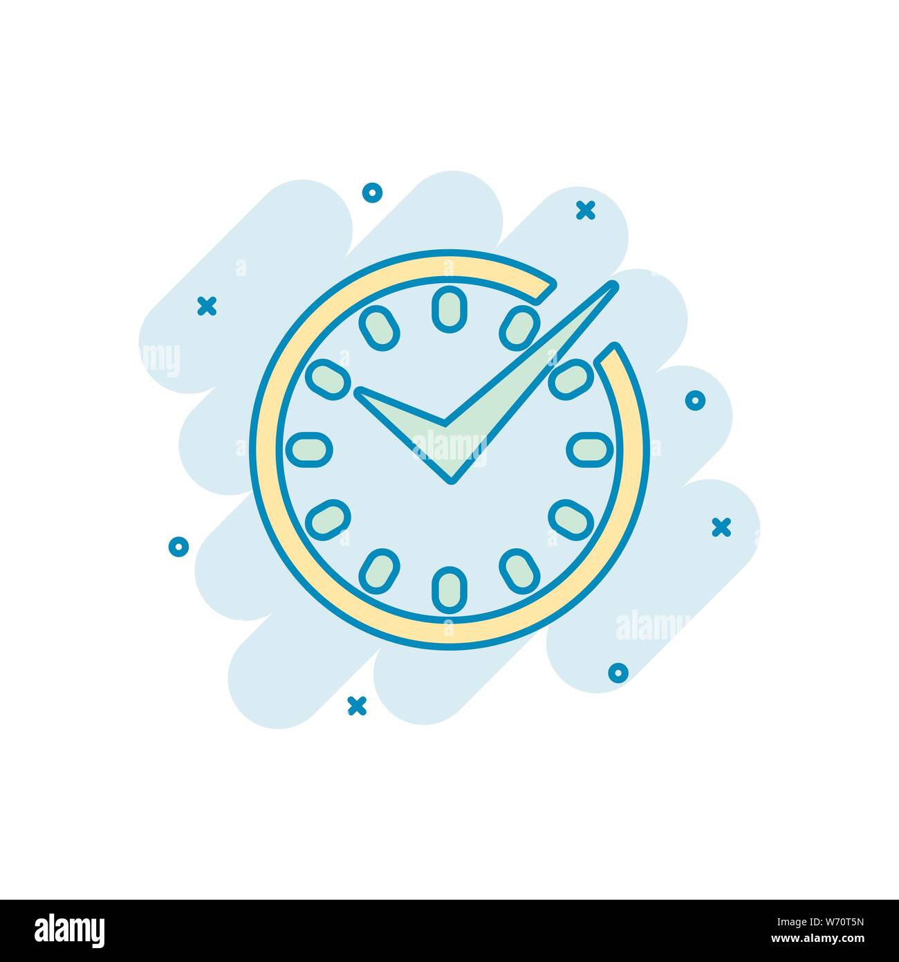 Real Time Icon In Comic Style Clock Vector Cartoon Illustration On White Isolated Background