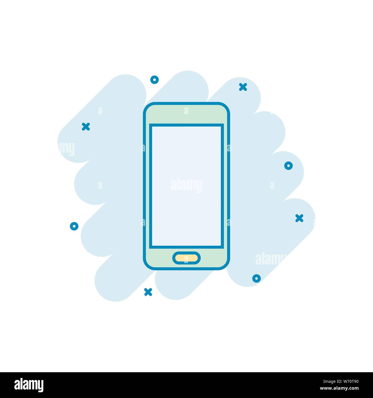 Phone device sign icon in comic style. Smartphone vector cartoon ...