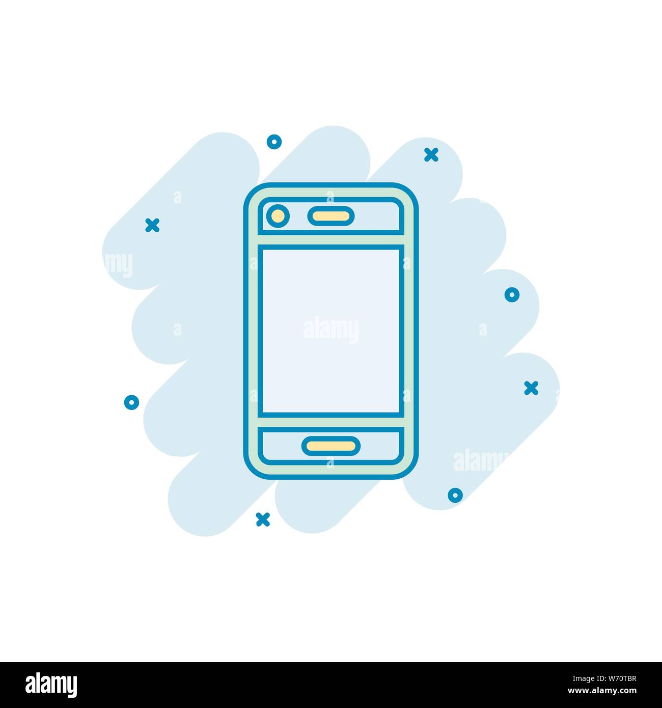 Phone device sign icon in comic style. Smartphone vector cartoon ...