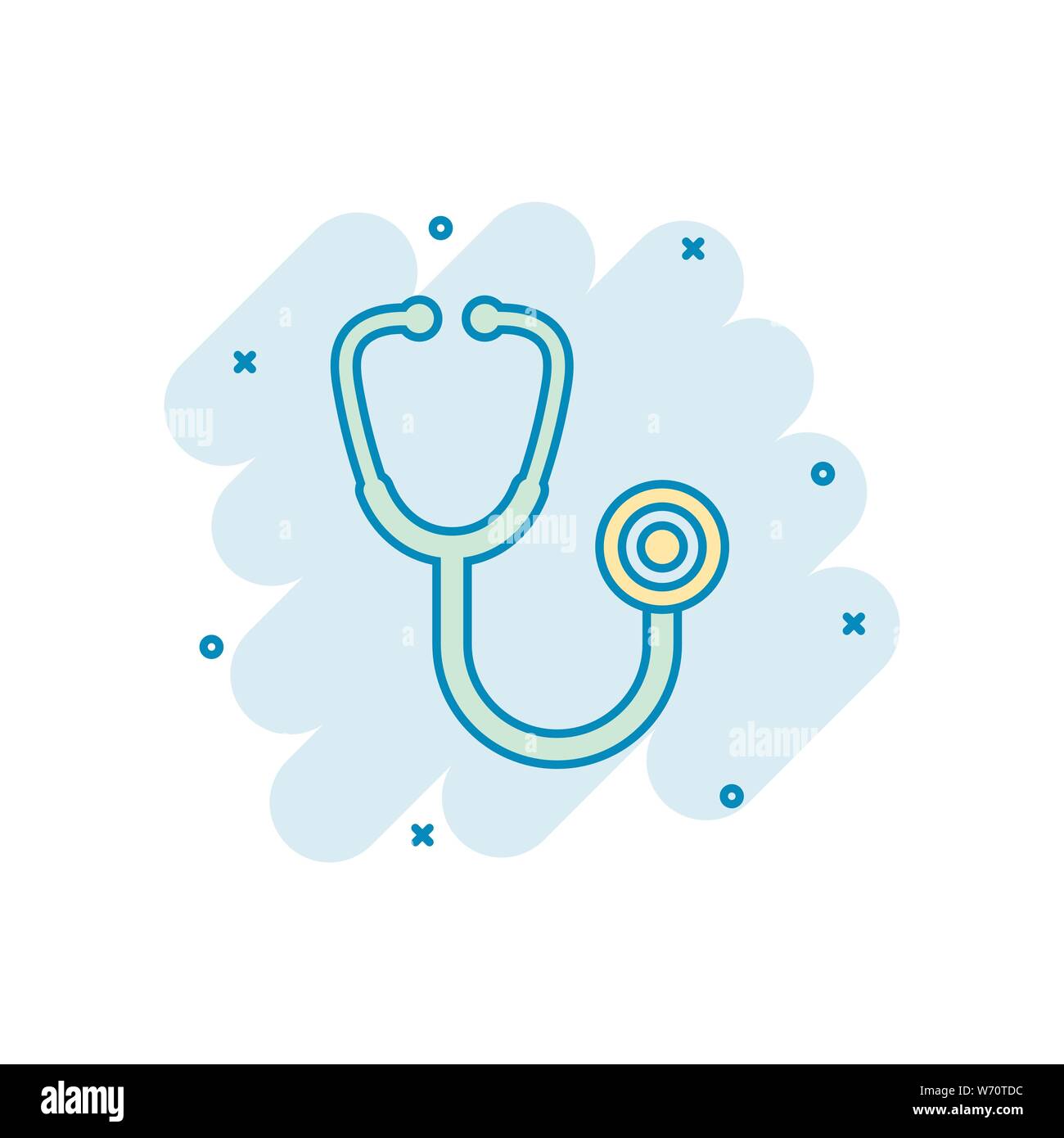 Stethoscope sign icon in comic style. Doctor medical vector cartoon  illustration on white isolated background. Hospital business concept splash  effect Stock Vector Image & Art - Alamy
